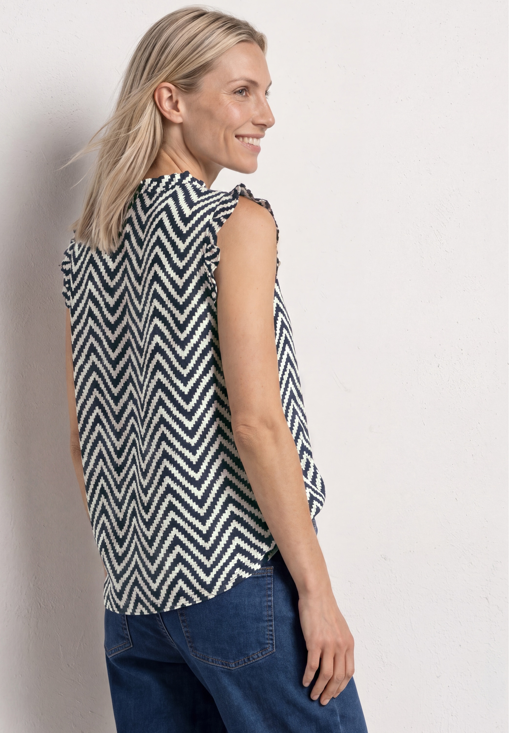 STREET ONE Top chemisier blouse d'été avec motif zigzag