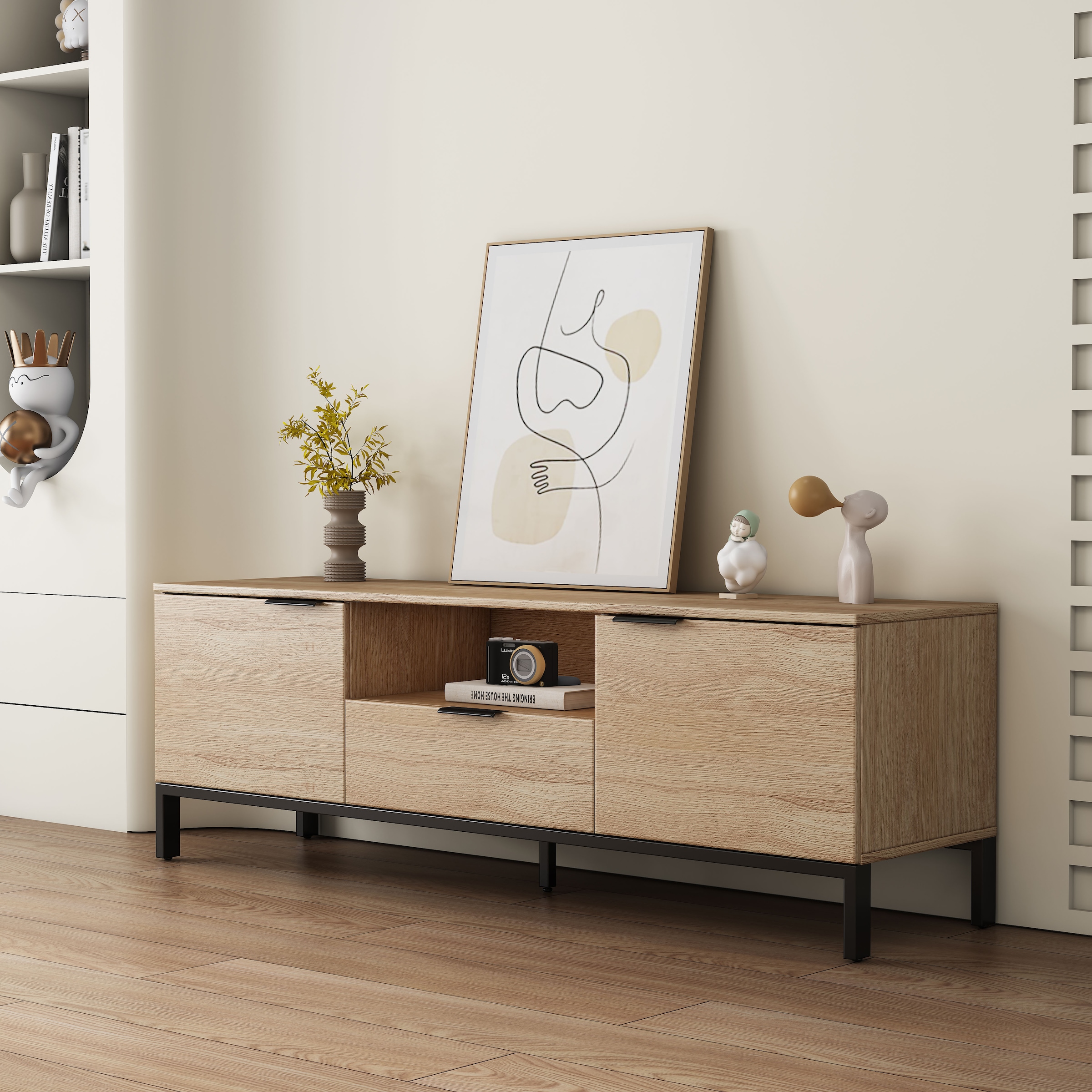 GOODproduct Tableau TV »Jorinde« Melaminoberfläche, flexibler Stauraum und robustes Metallgestell