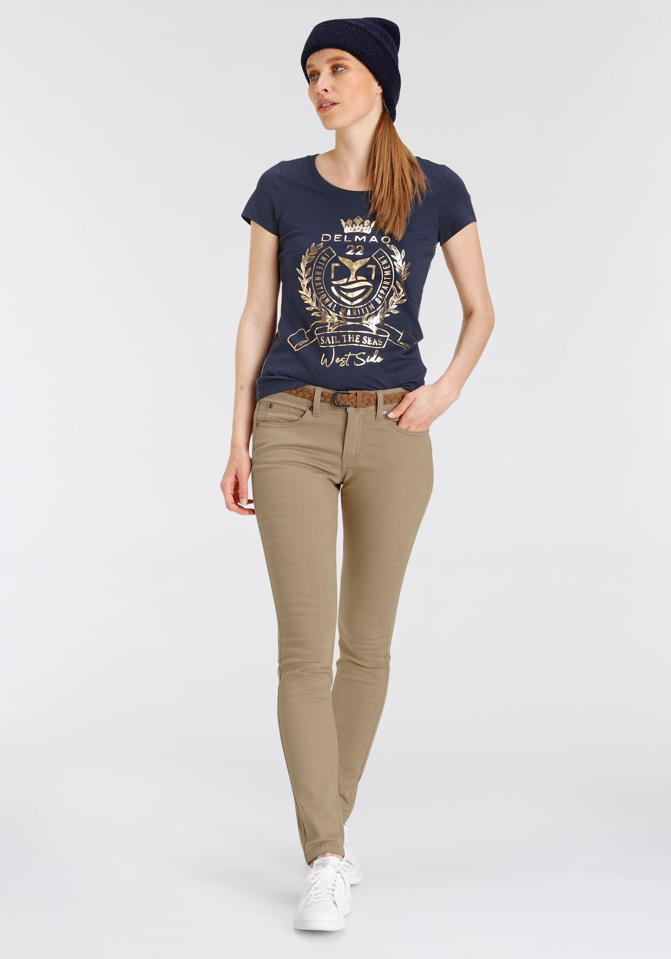 hochwertigem, DELMAO NEUE ♕ mit versandkostenfrei T-Shirt, MARKE! auf - goldfarbenem Folienprint