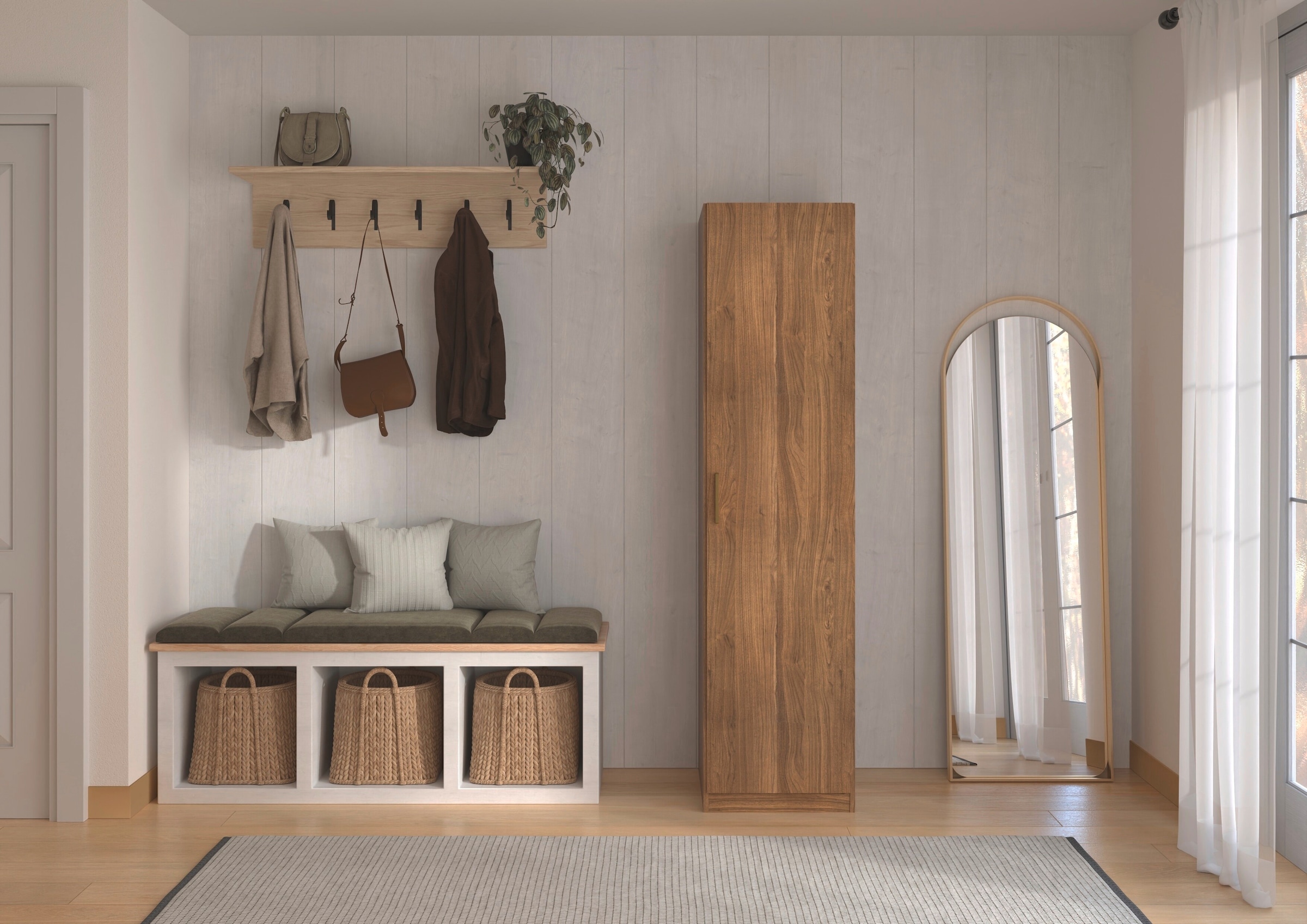GOODproduct Kaminumbauschrank »Schrank Möbel Schlafzimmer Garderobe Kinderzimmer WELTNEUHEIT ZELLARA« PATENTIERTES SCHNELLMONTAGESYSTEM Griff Goldfarben MADE IN GERMANY