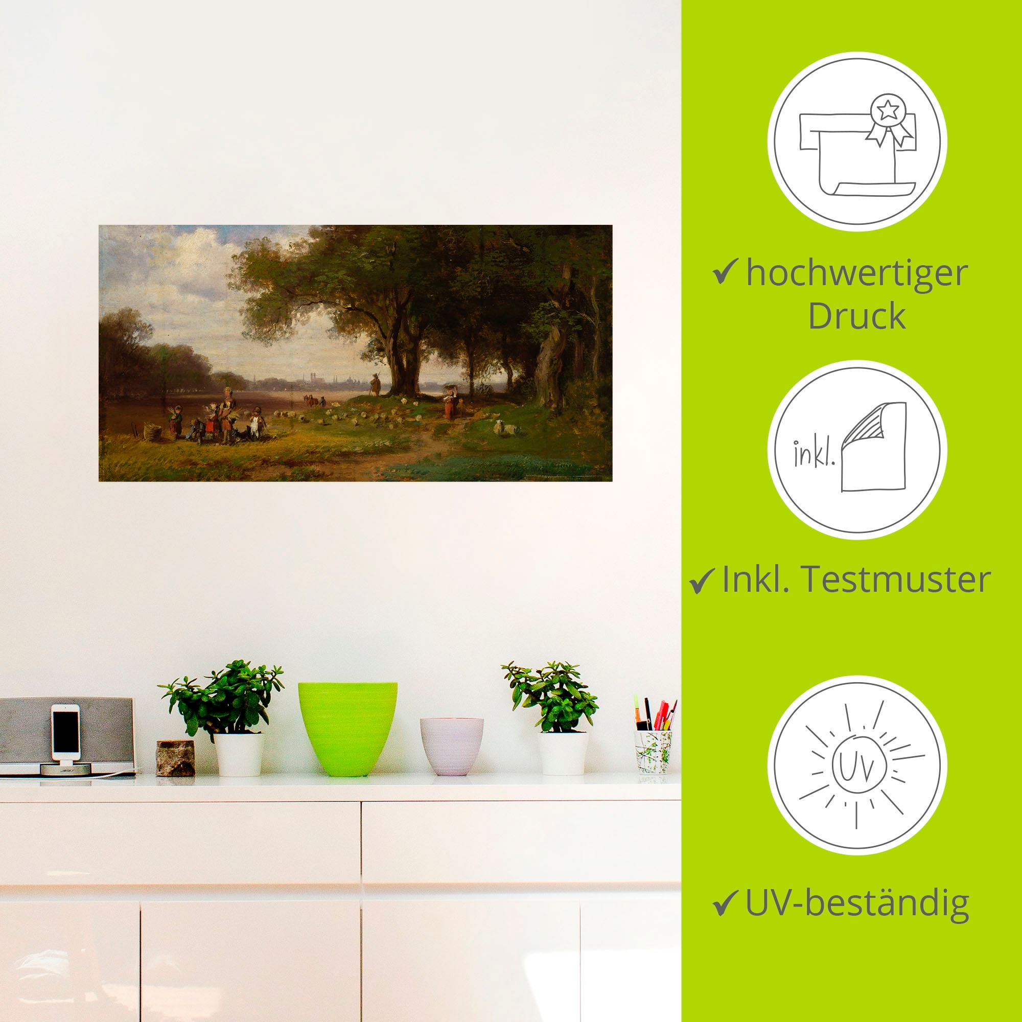 Artland Wandbild »Landschaft vor München mit Schäfer«, Europa, (1 St.), als Poster, Wandaufkleber in verschied. Grössen