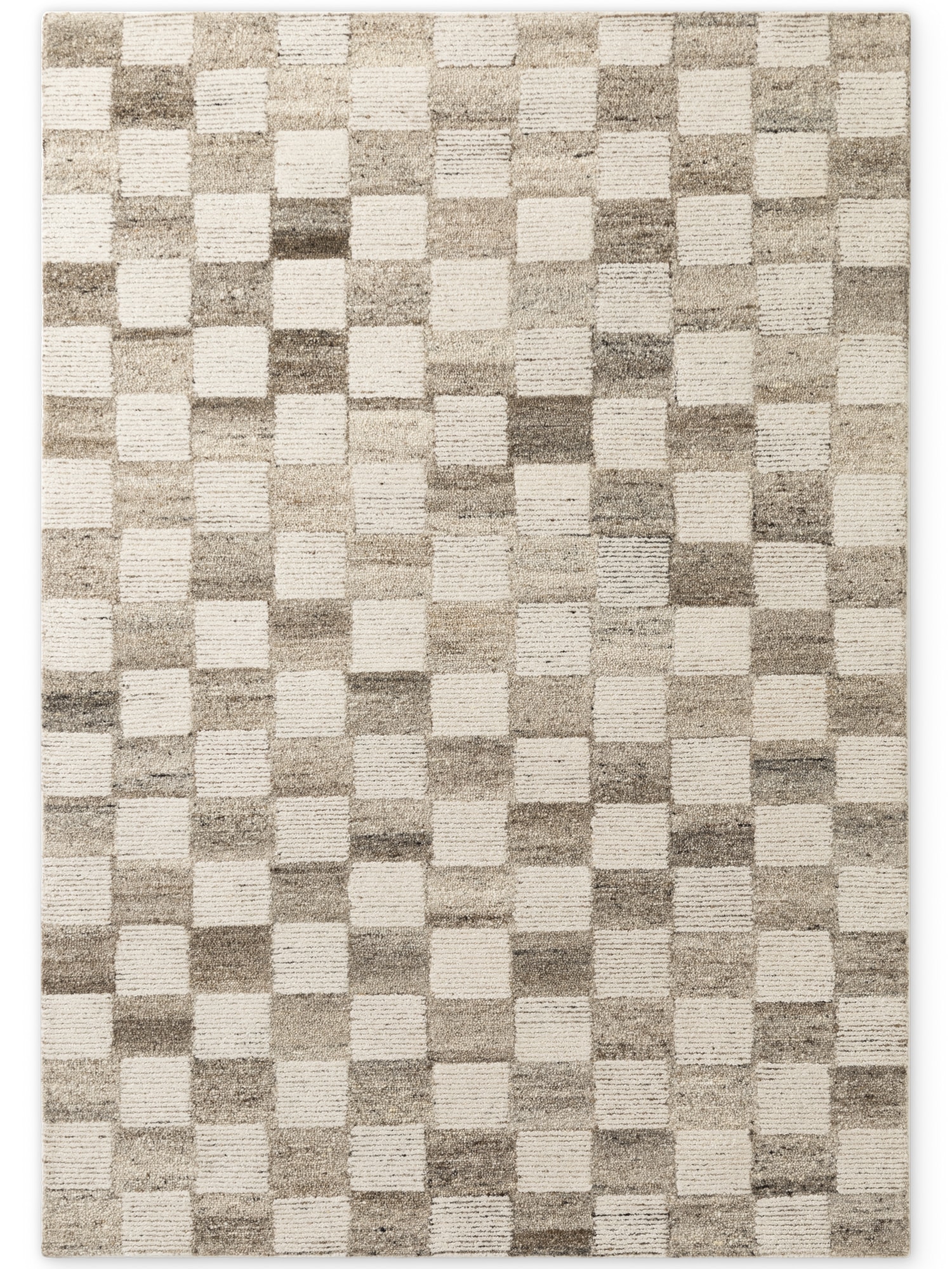 vikosa Wollteppich »Quadra« rechteckig 15 mm Höhe Handgemacht, Kariert, Karo, Natur, Wolle, Wohnzimmer,Schlafzimmer