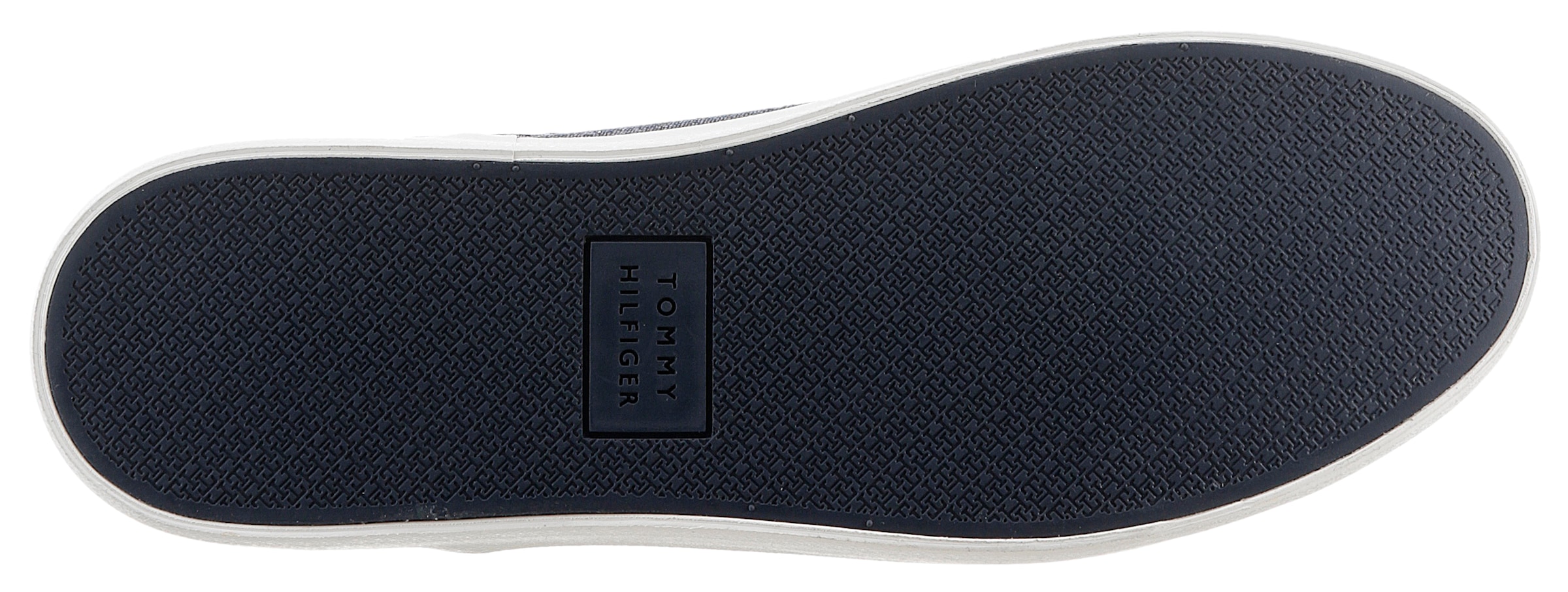 Tommy Hilfiger Slipper »TH HI VULC LOW SLIPON CHAMBRAY«, Slip-On Sneaker, Freizeitschuh mit praktischen Stretcheinsätzen