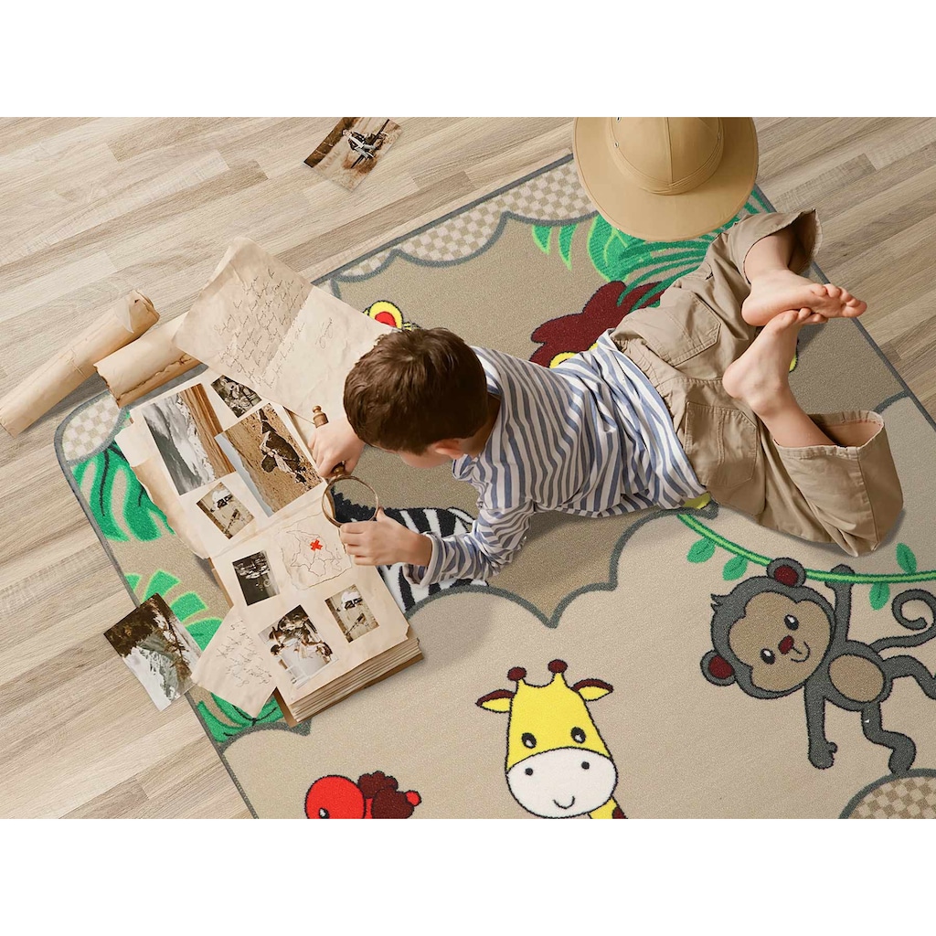 Primaflor-Ideen in Textil Kinderteppich »SAFARI«, rechteckig, Motiv Tiere der Savanne, Kinderzimmer