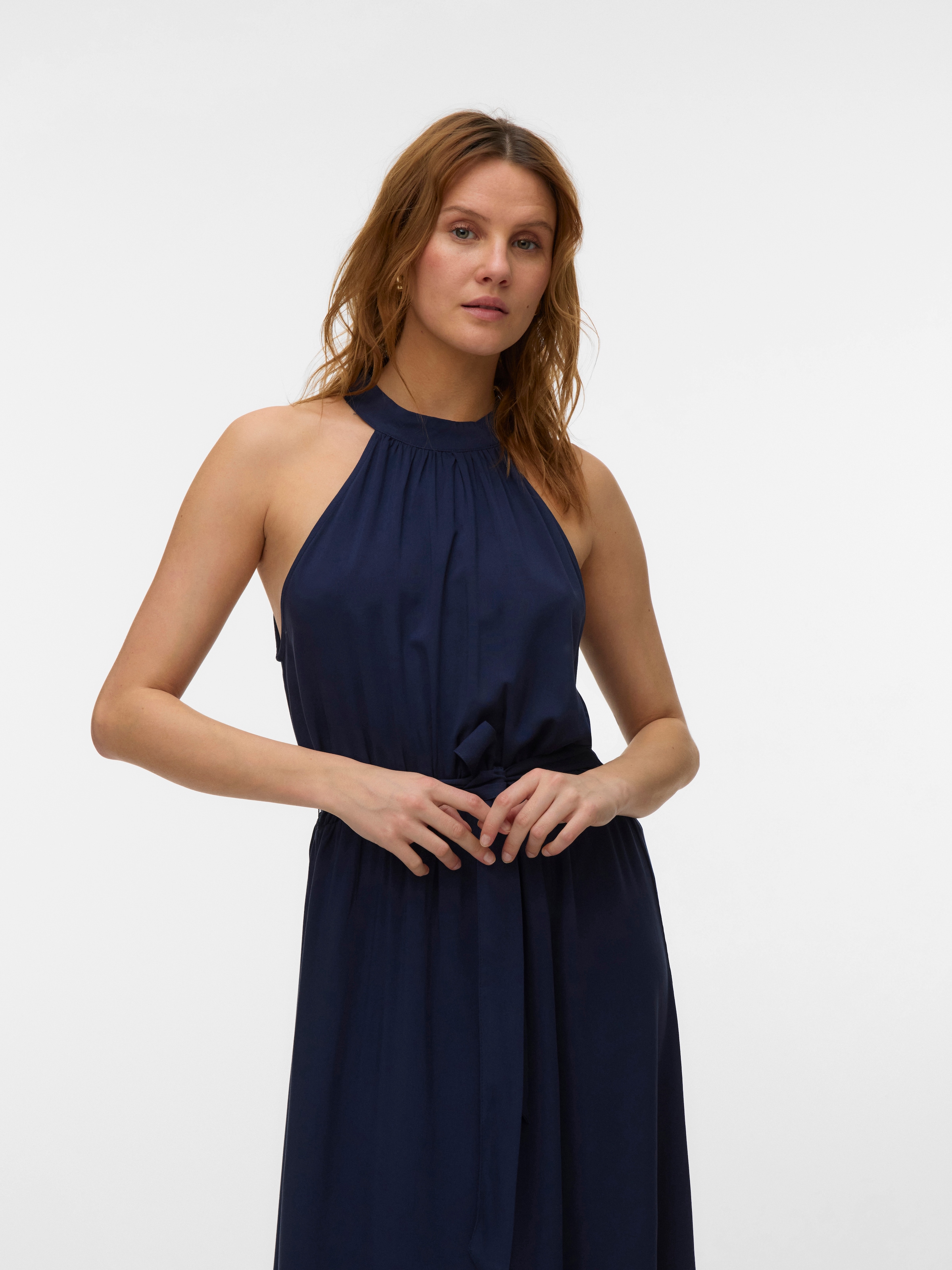 Image of Vero Moda Maxikleid "VMEASY JOY S/L LONG HALTERNECK DRESS WVN" Viskose