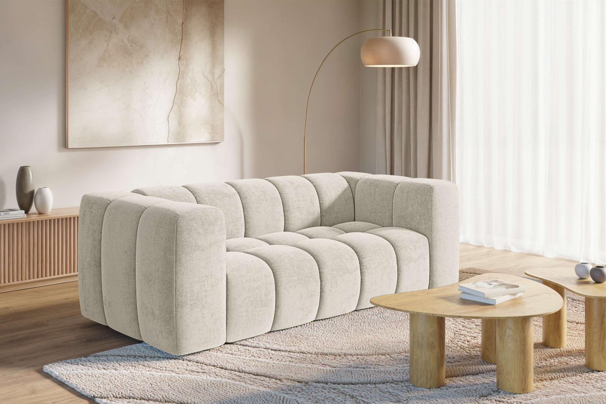 homsy by Ana Johnson 3-places »»L« BOUBELLE Design-Sofa, Bubble-Optik, Breite 217 cm« hoher Sitzkomfort dank Wellenunterfederung, L Sitztiefe 63 cm