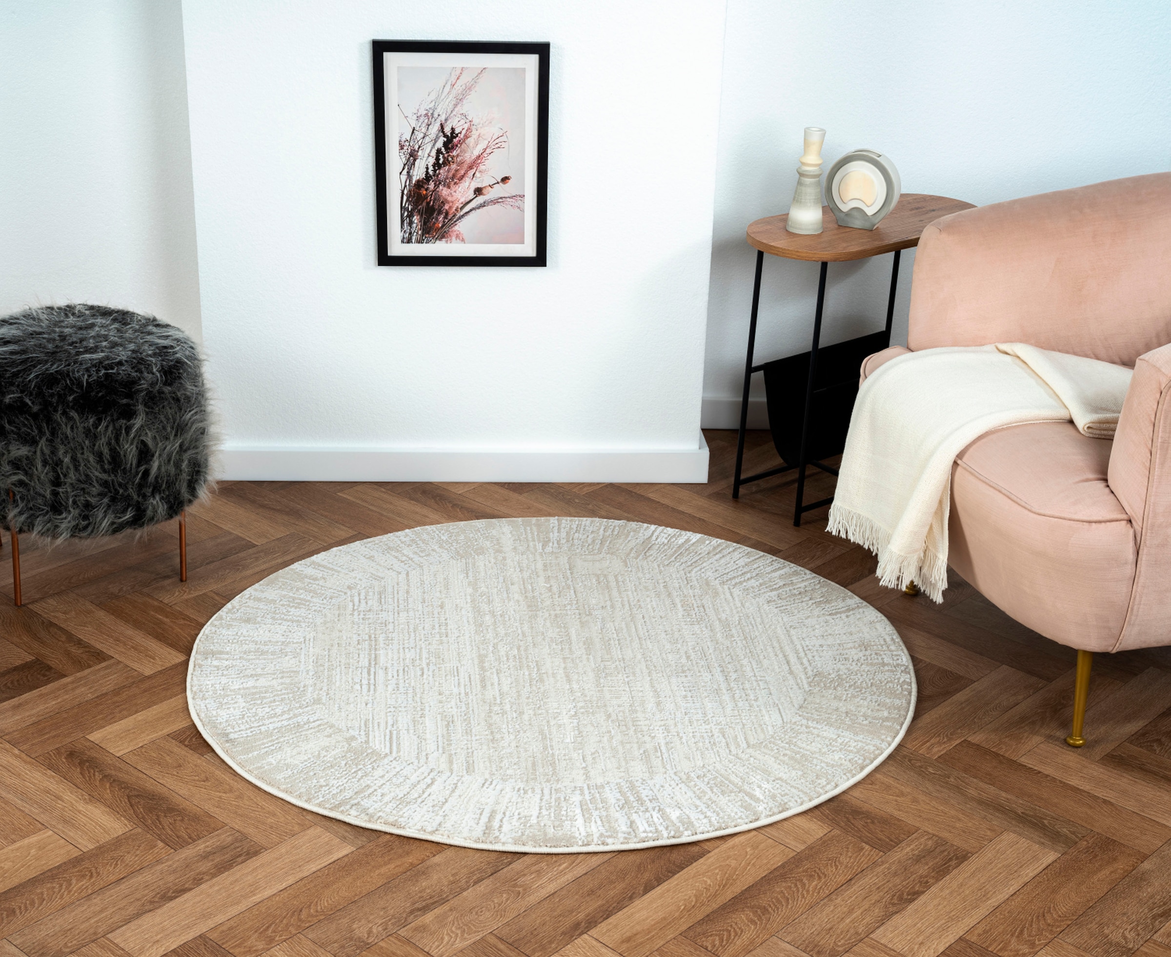 Image of Myflair Möbel & Accessoires Teppich "My Heaven" rund 10 mm Höhe Kurzflor, Scandi-Look, besonders weich durch Microfaser