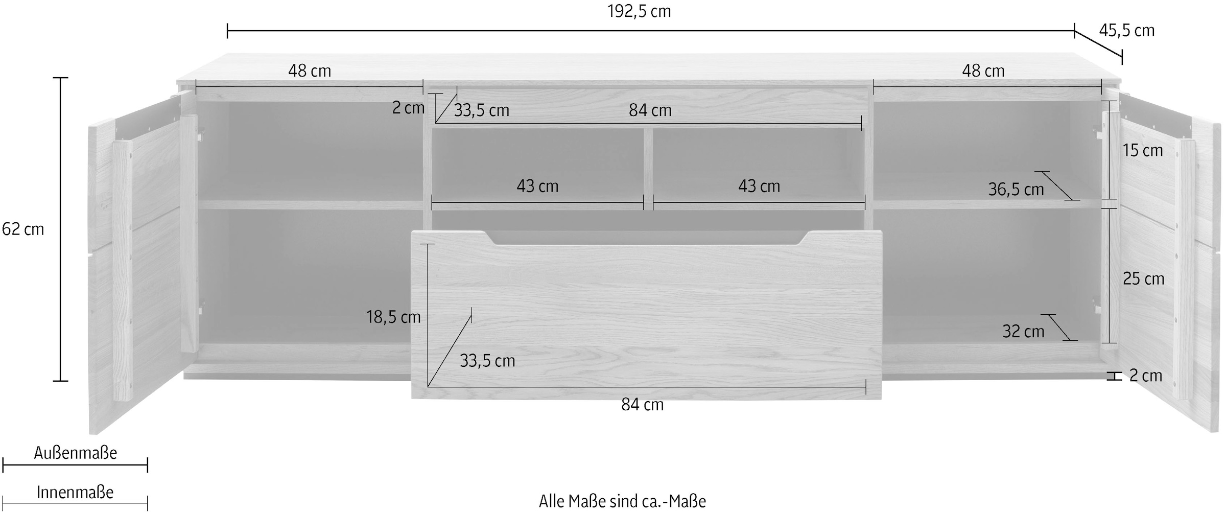 MCA living TV-Schrank »Araya TV-Lowboard« 1 Stk. tlg. Schubkasten gedämpft