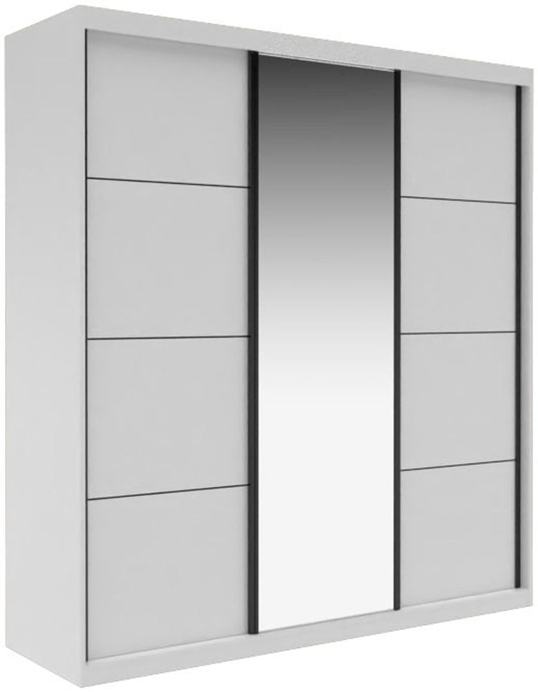 GOODproduct Schwebetürenschrank »Tonara Schrank, Kleiderschrank 2,00m Breite, Schiebetürenschrank« Schrank mit leichtgängiger Schiebetür, in 4 Farben , Top Ausstattung,  inklusive Spiegeltür, 2 Kleiderstangen, 4 Schubkastenauszügen