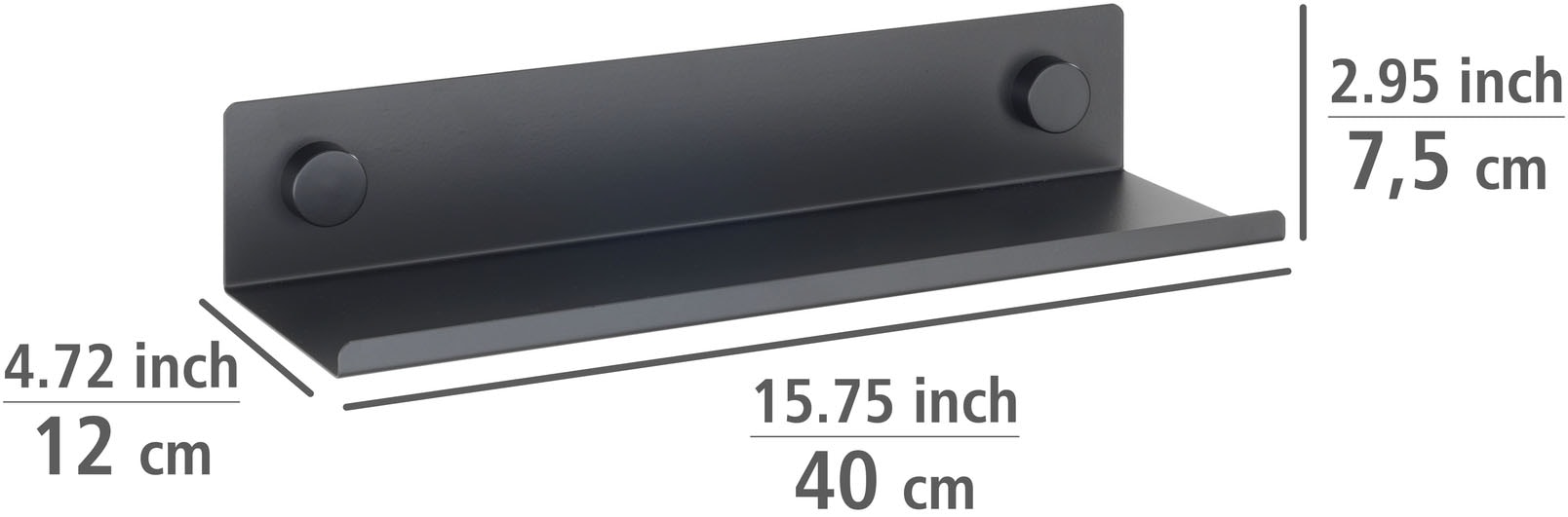 WENKO Etagère à épices »Modell Jet M« Regal für die Wand, Industrial Style, pulverbeschichtetes Metall