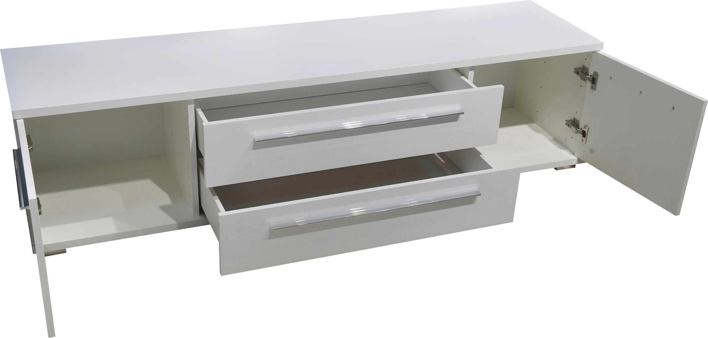 Places of Style Lowboard »Piano TV-Kommode in Breite 165 oder 180 cm mit Soft-Close-Funktion«, Hochglanz UV-lackiert, Br 180 cm mit versch. Tür- und Schubkastenmasse