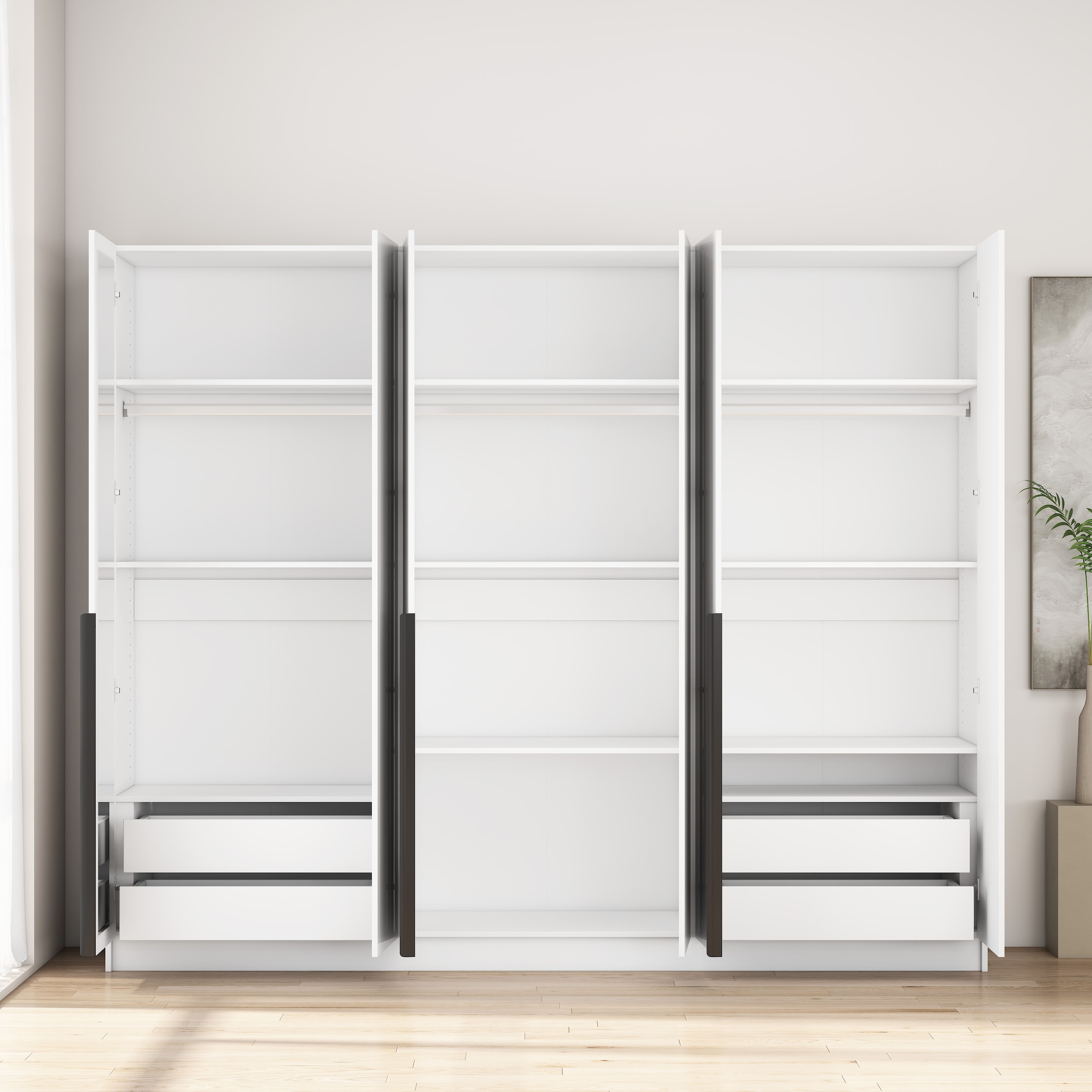 GOODproduct Armoires à vêtements »Annor Schlafzimmerschrank Breite 242cm hochglanz Schrank Garderobe« Armoire à portes battantes avec aménagement intérieur parfait - poignées de porte élégantes