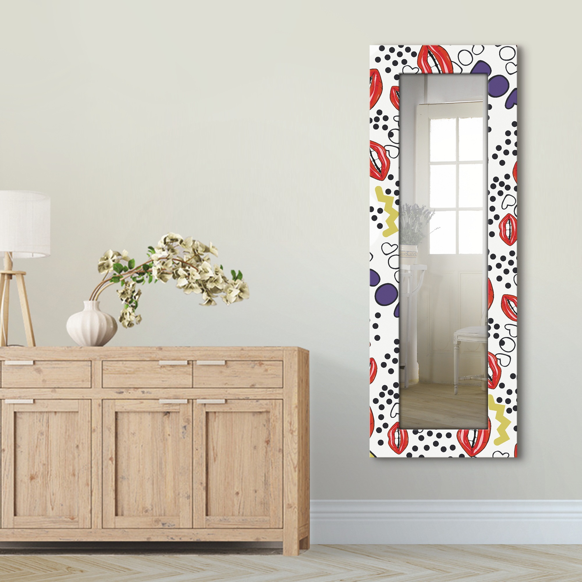 Image of Artland Dekospiegel »Mund mit Pop-Art«, gerahmter Ganzkörperspiegel mit Motivrahmen, geeignet für kleinen, schmalen Flur, Flurspiegel, Mirror Spiegel gerahmt zum Aufhängen bei Ackermann Versand Schweiz