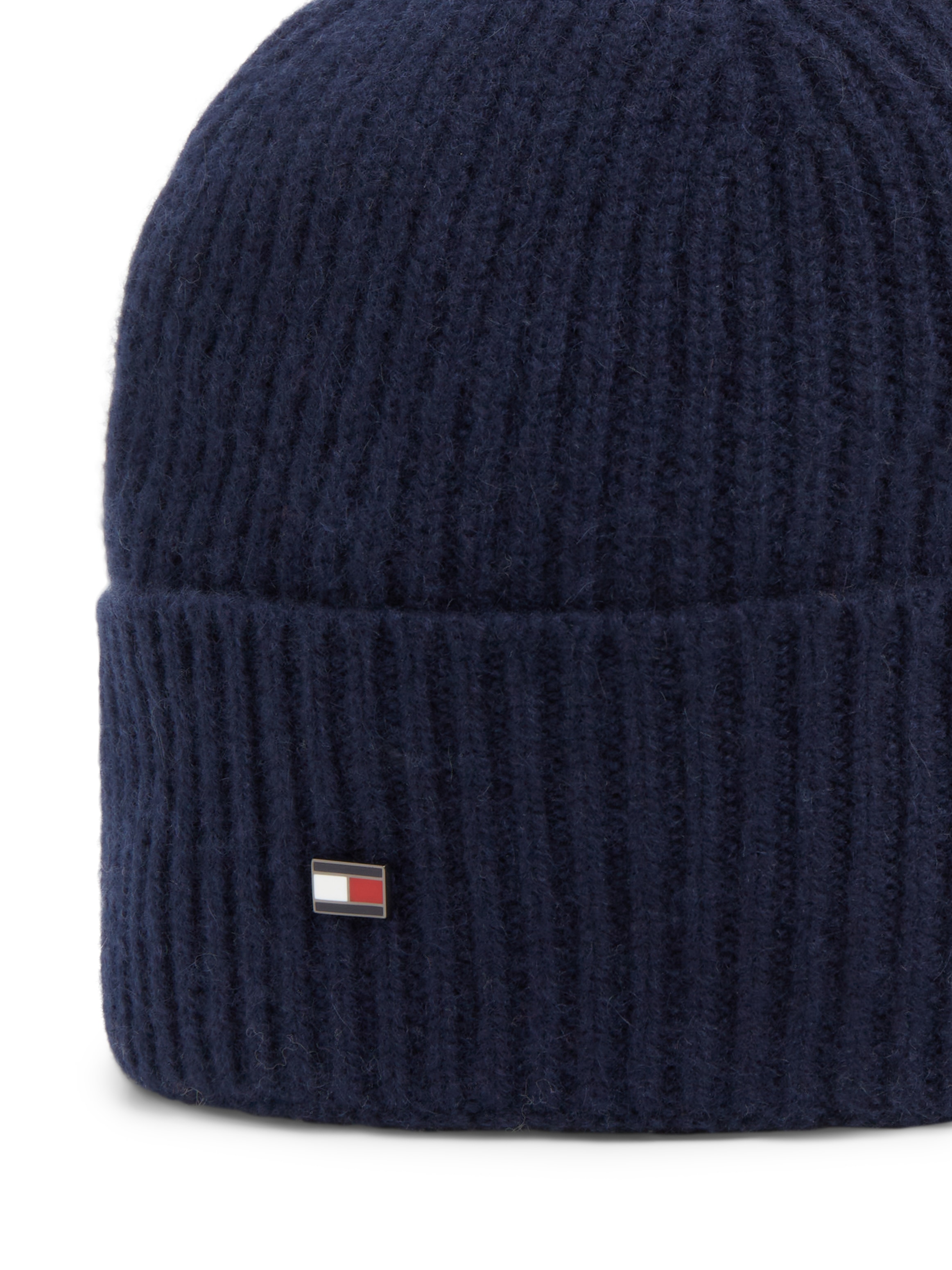 Tommy Hilfiger Bonnet tricoté »FLAG CASHMERE BEANIE« Taille unique avec logo de la marque