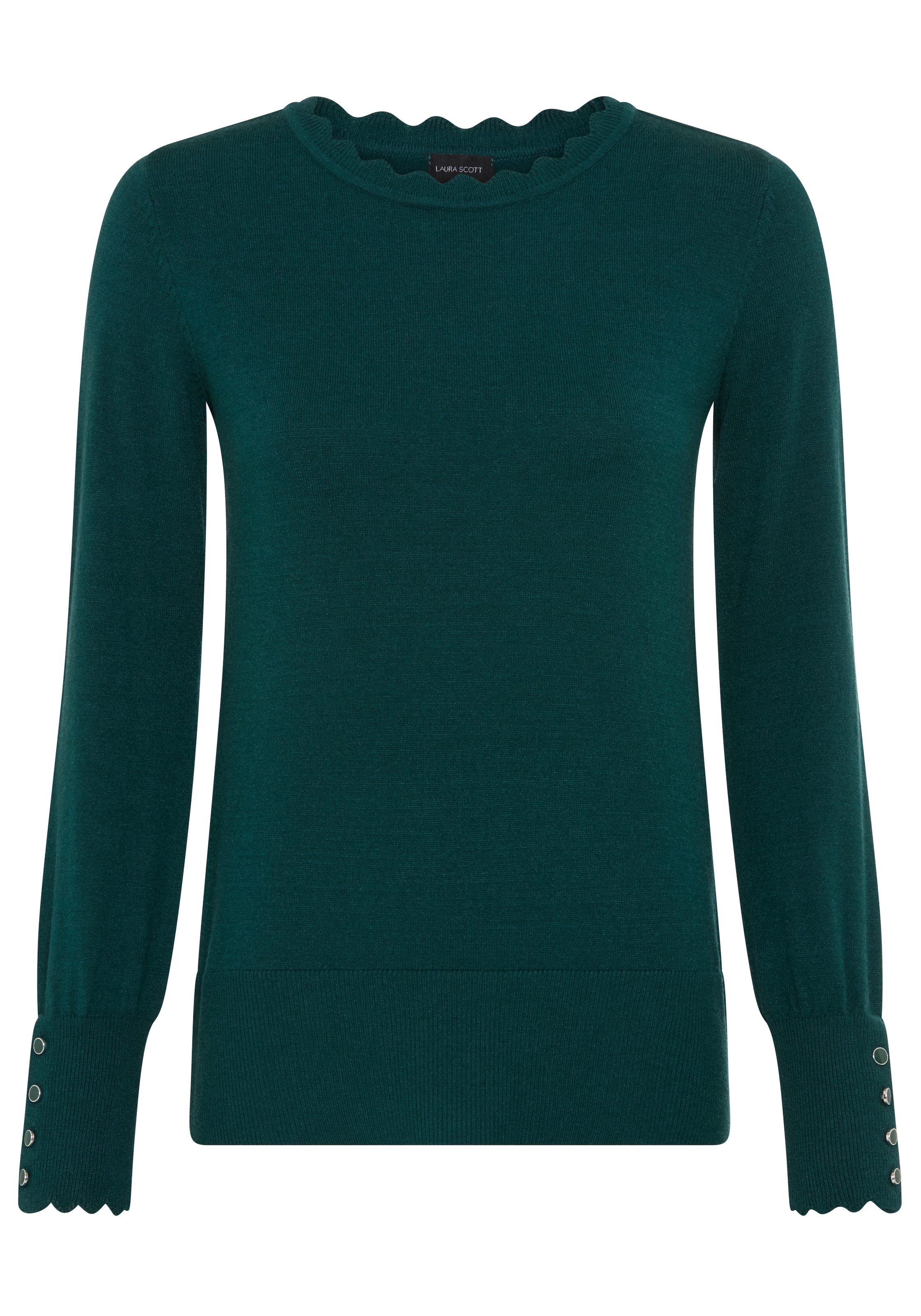Laura Scott Pull en tricot maille fine douillette avec bordure ondulée féminine