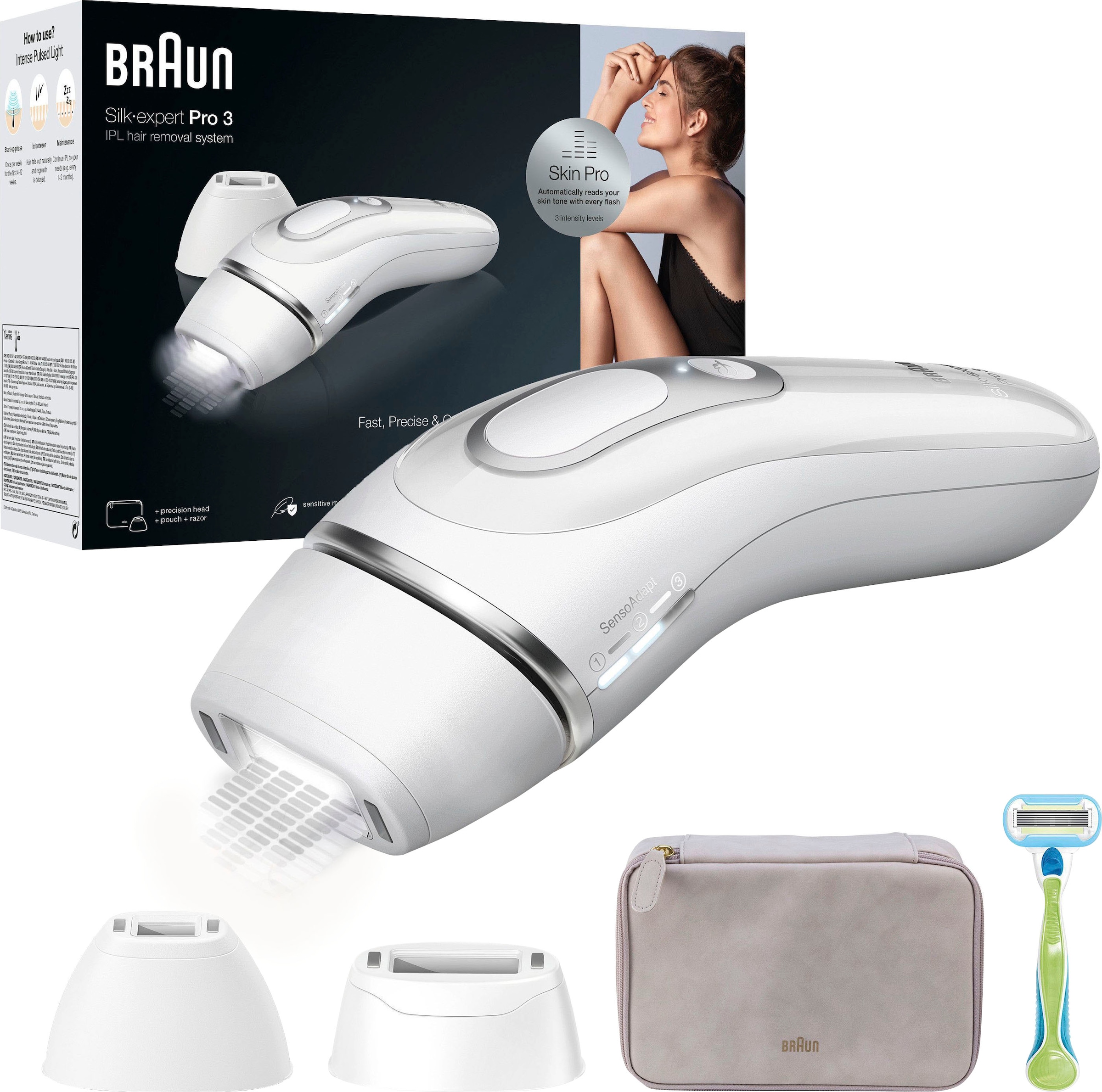 Braun IPL-Haarentferner »Silk-Expert Pro 3 PL3133 IPL«, 300.000 Lichtimpulse, Präzisionsaufsatz und Embrace Venus Rasierer