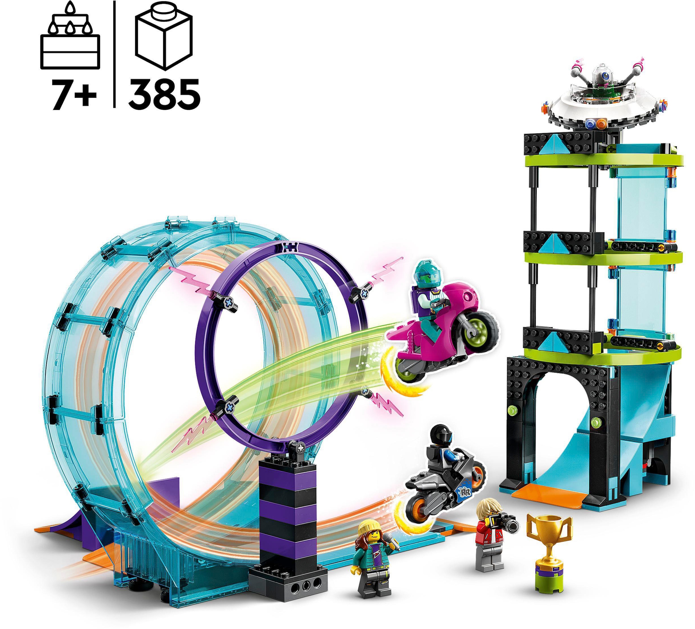 LEGO® Konstruktionsspielsteine »Ultimative Stuntfahrer-Challenge (60361), LEGO® City Stuntz«, (385 St.)
