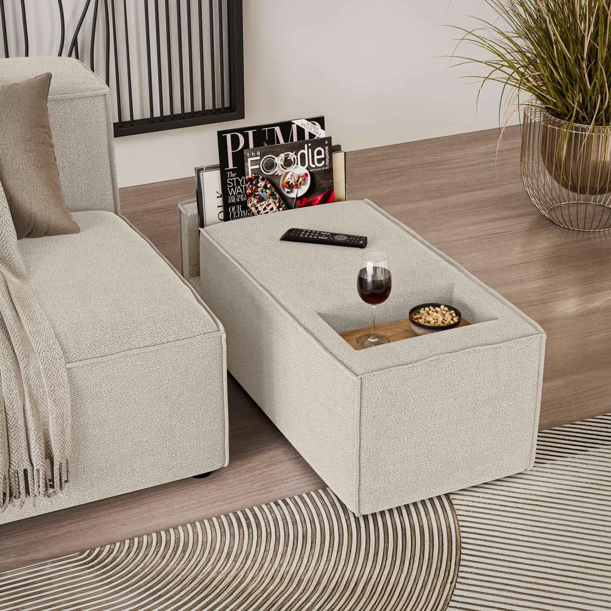 INOSIGN Sofaelement »HAILY Tisch XL für das Modulsofa, extra tief, Masse B/T/H: 45/130/37 cm«, als Modul oder separat verwendbar, mit Steckfach und Ablagefläche