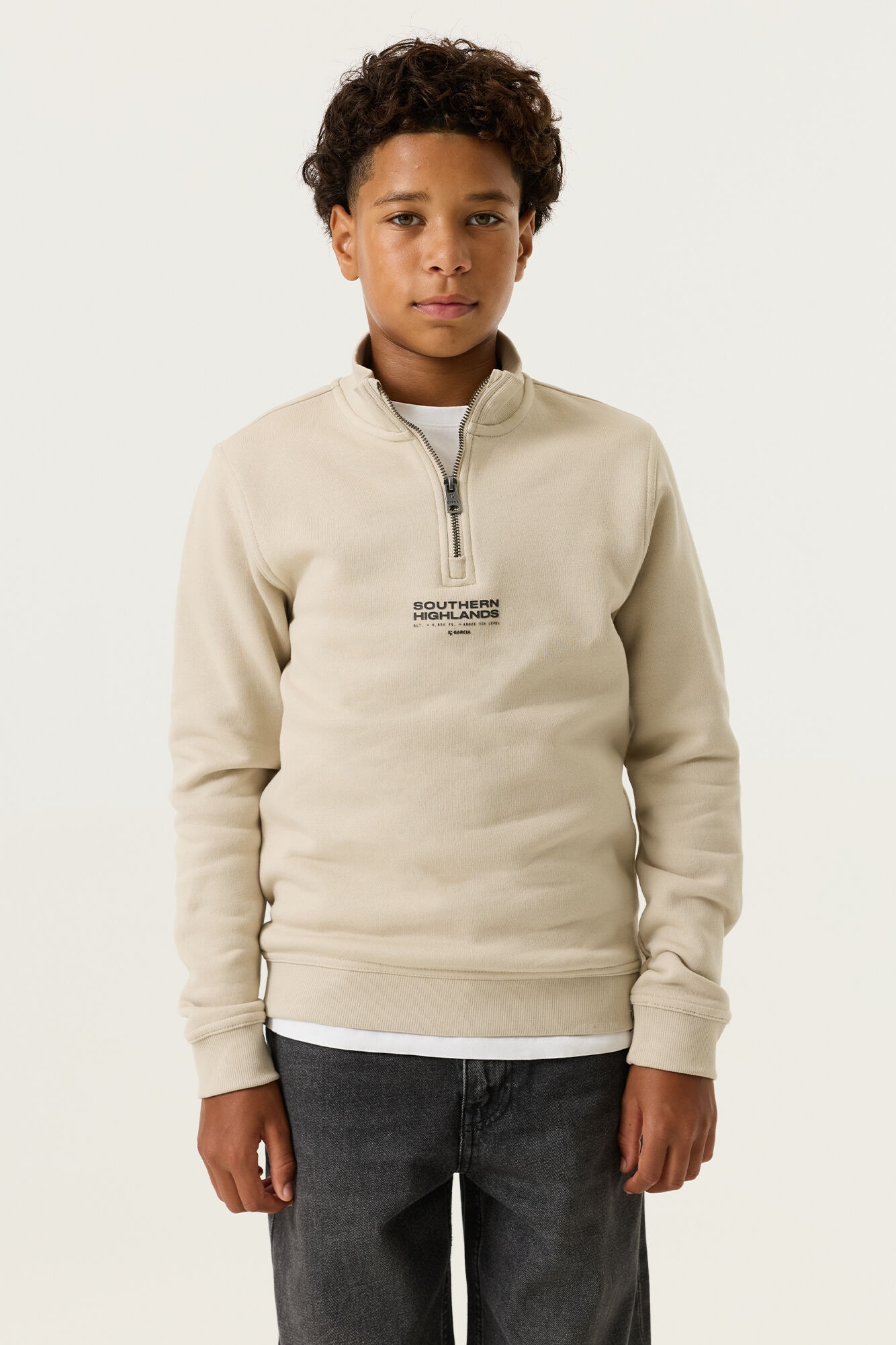 Garcia Sweatshirt , für Jungen, mit Reissverschluss und Stehkragen
