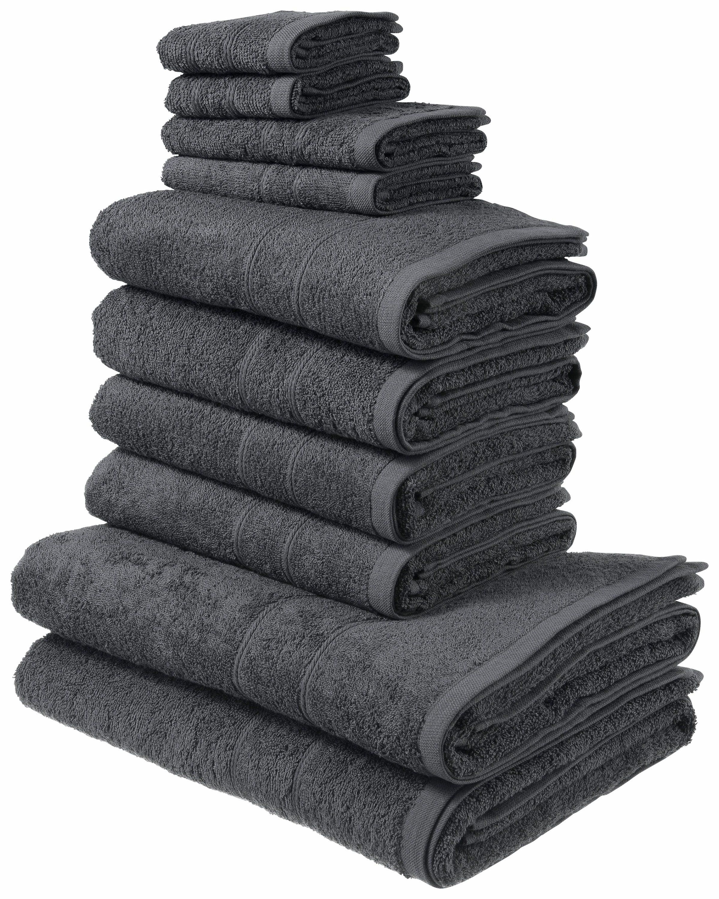 my home Handtuch aus Walkfrottee, 100% mit Set versandkostenfrei auf Handtuchset Bordüre, feiner Handtücher Set, 10 »Inga«, Baumwolle tlg