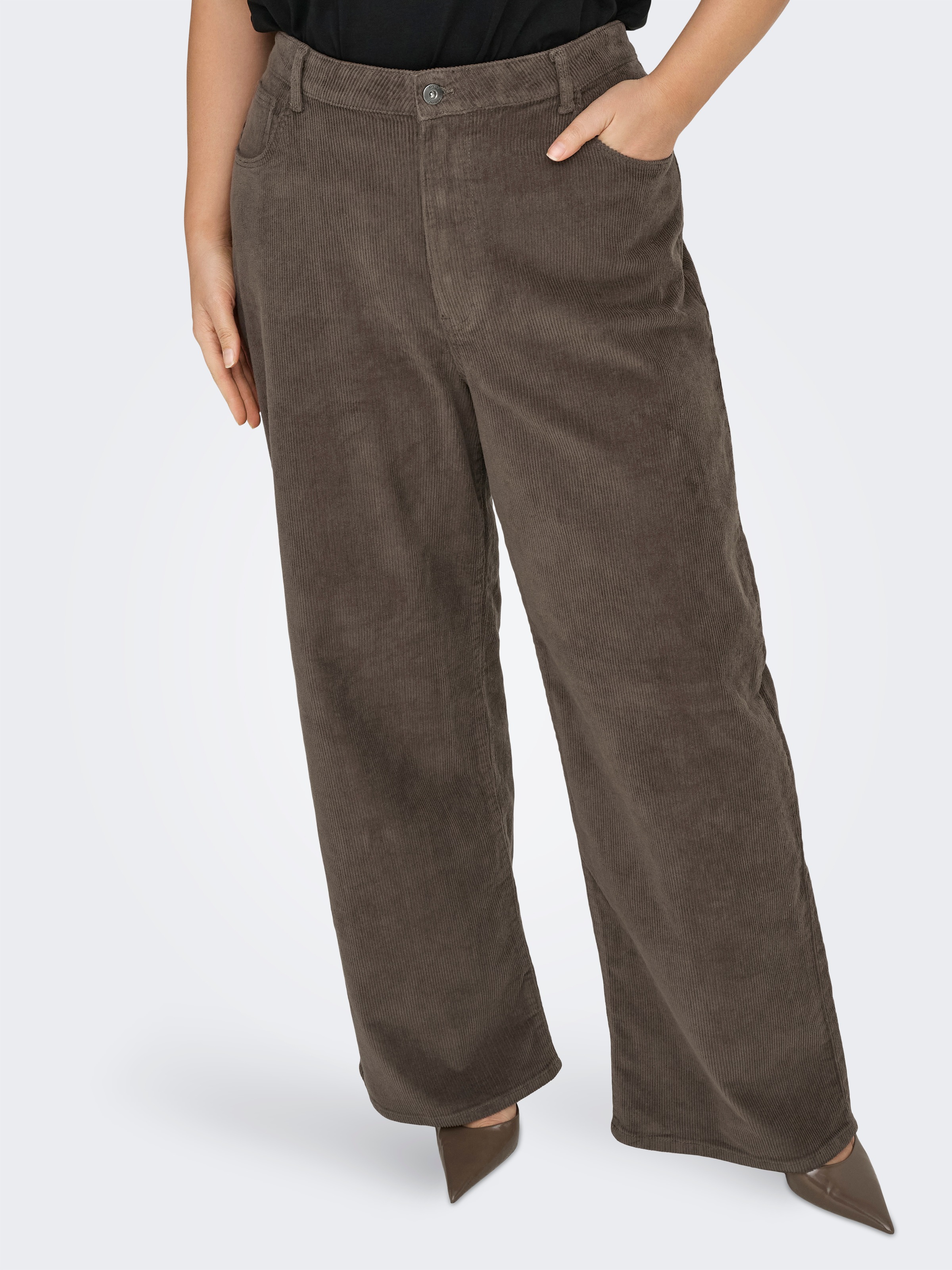 Image of ONLY CARMAKOMA Cordhose "CARHOPE GLOBAL EX HW WIDE CORD PNT NOOS" Baumwollmischung, High Waist