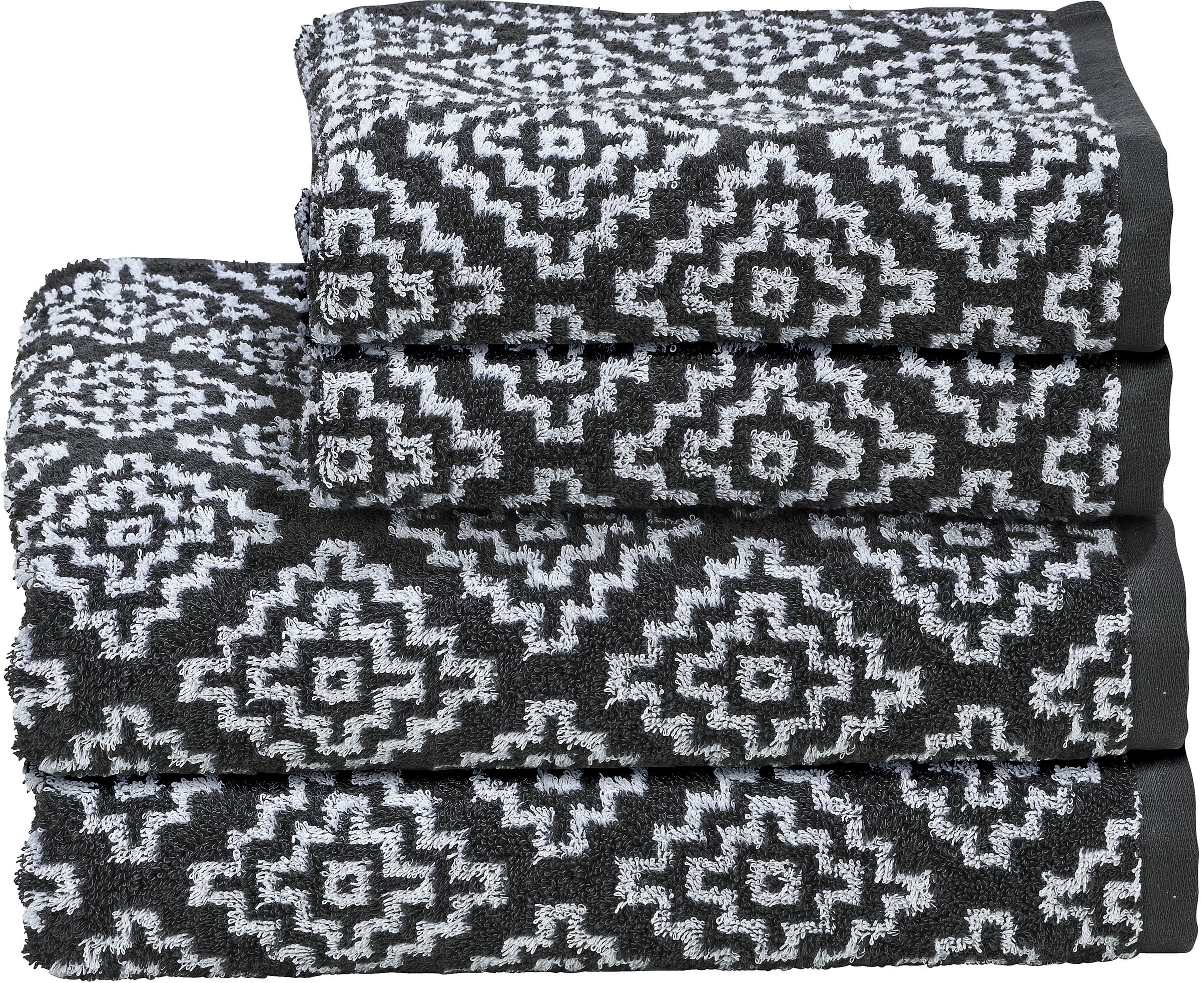 Image of done.® Handtuch Set »Daily Shapes Boho«, Set, 4 tlg., Jacquard-Walkfrottier, 2x Gästehandtücher & 2x Handtücher, Jacquardgewebe, modernes Rauten Muster bei Ackermann Versand Schweiz