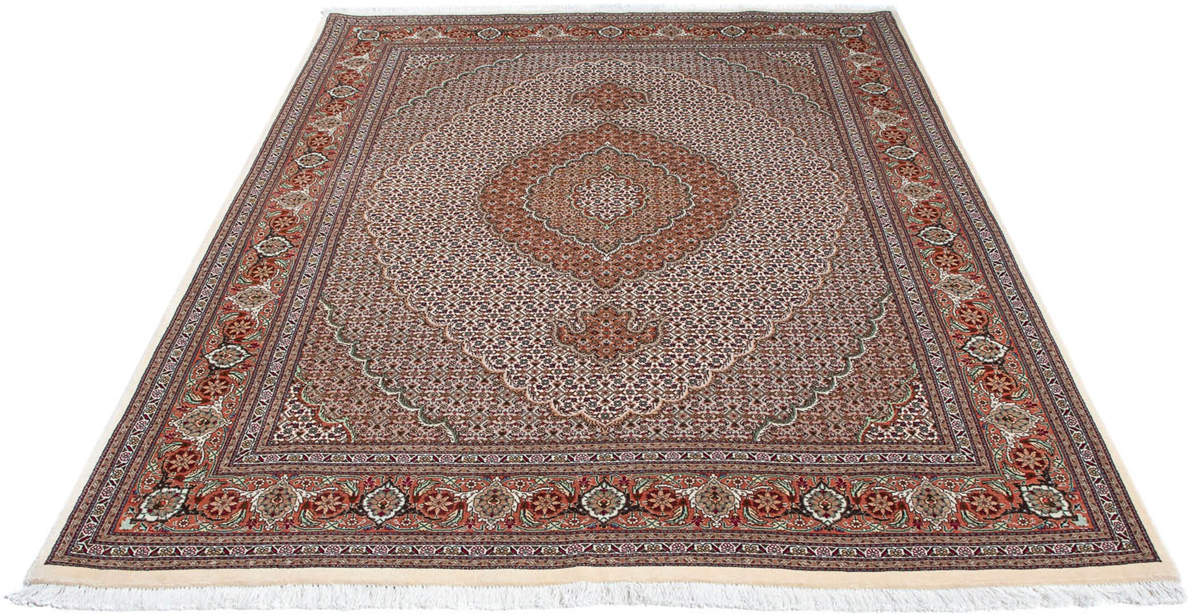 Image of morgenland Orientteppich »Perser - Täbriz - 203 x 153 cm - beige«, rechteckig, 10 mm Höhe, Wohnzimmer, Handgeknüpft, Einzelstück mit Zertifikat bei Ackermann Versand Schweiz