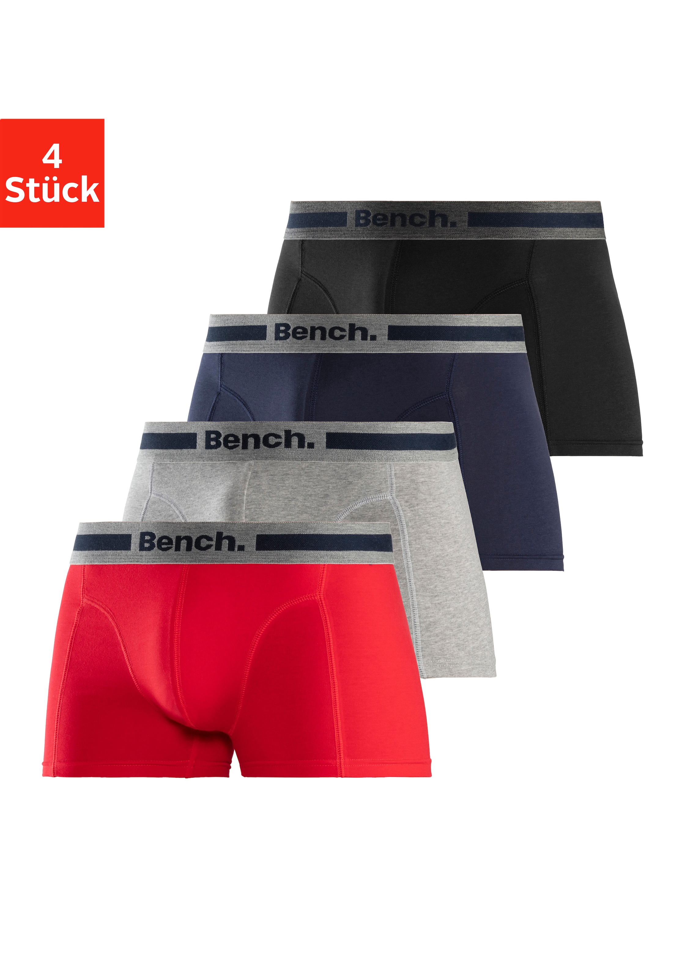 Bench. Boxer »Boxershorts für Herren« Packung, 4 Stk. Unterhosen mit Overlock-Nähten vorn