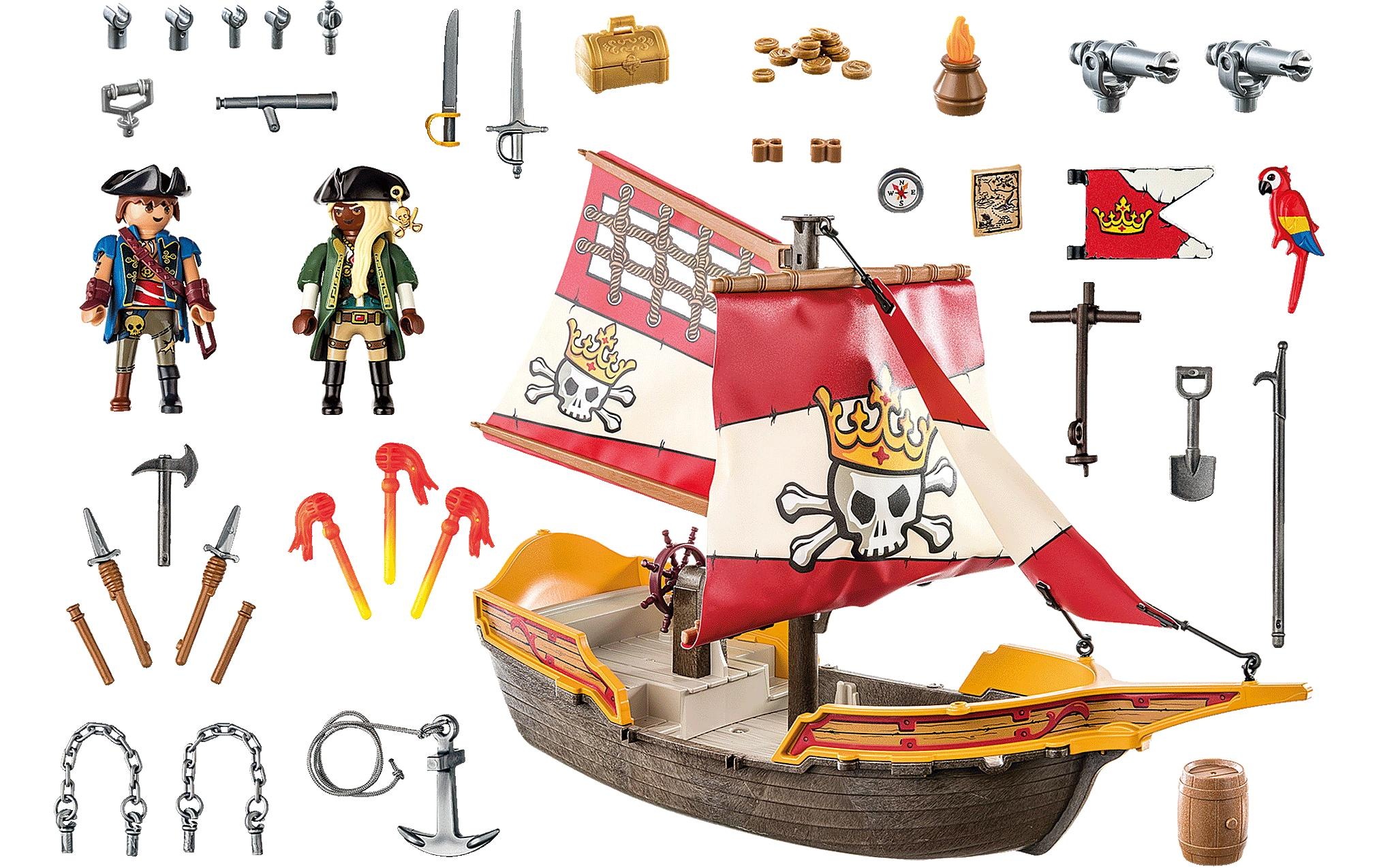 Playmobil® Spielbausteine »Pirates Kleines Piratenschiff 71418«, (101 St.)
