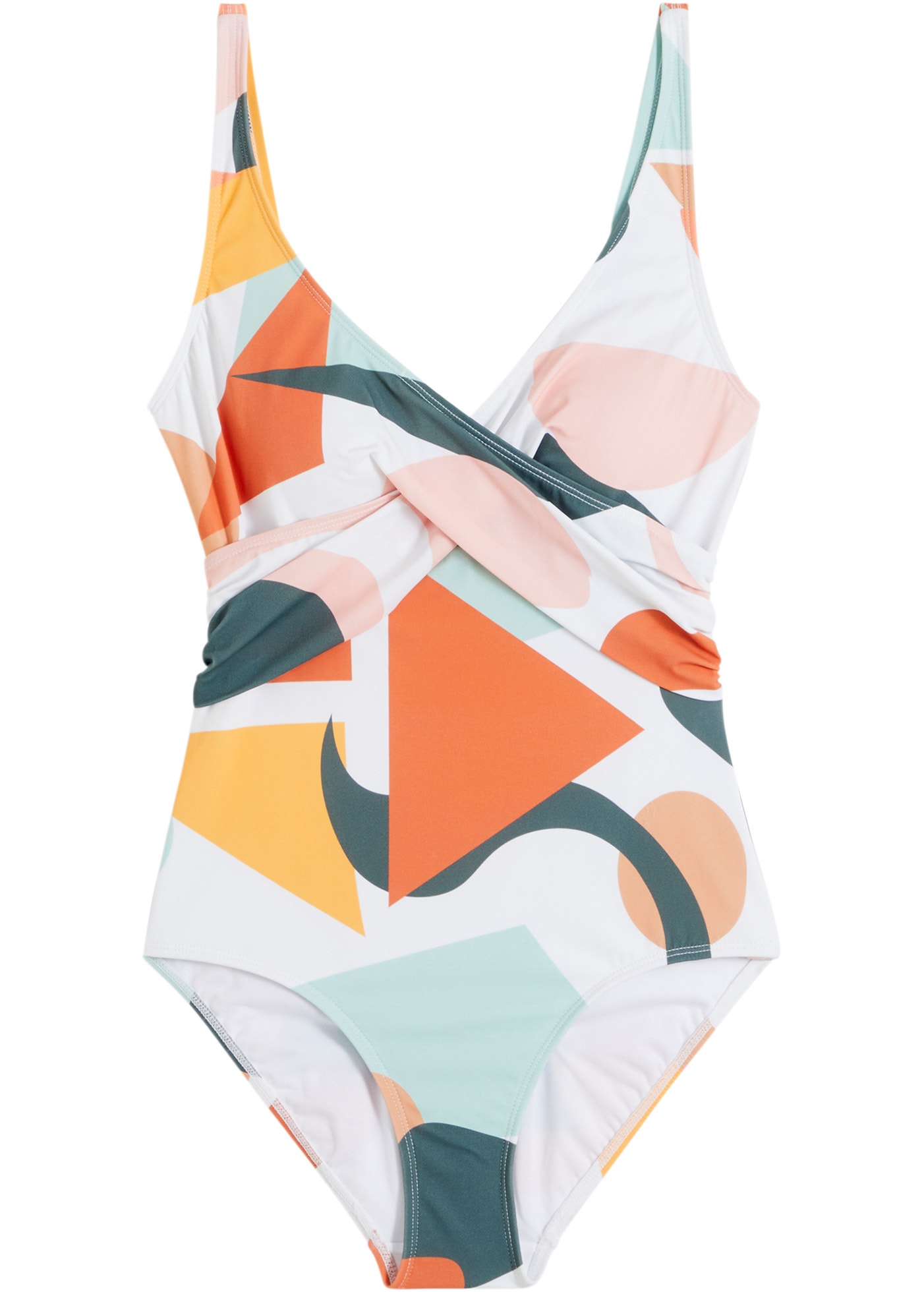 bonprix Maillot de bain bequeme Passform, Wickel-Optik, sportlicher Stil, aufwändiger Druck