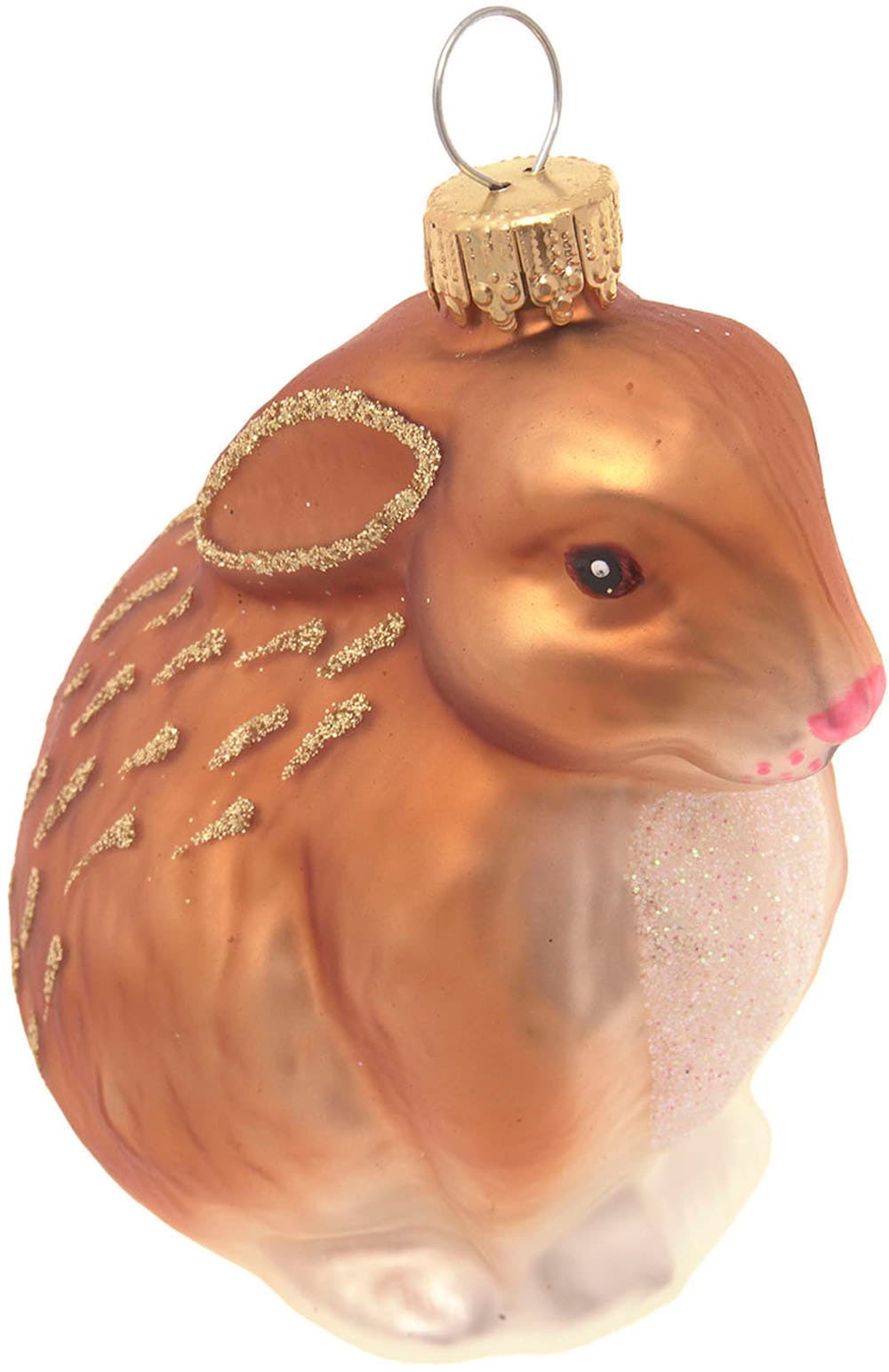 Image of Krebs Glas Lauscha Dekohänger "Hase, braun mit Glitzerdetails, Frühling, Osterdekoration" Dekoration aus Glas, mundgeblasen, handgefertigt, Tierfigur