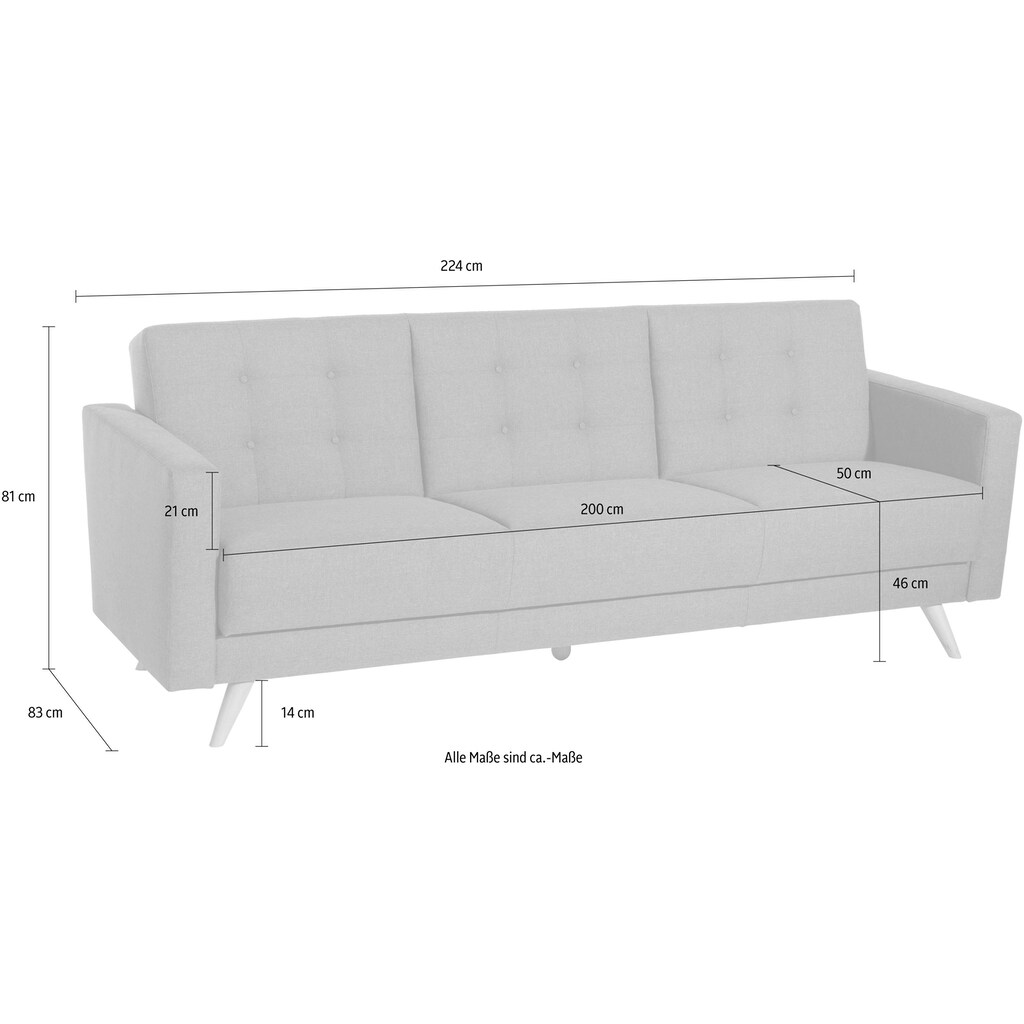 Max Winzer® 3-Sitzer »Julius«, Schlafsofa, inklusive Bettfunktion & Bettkasten, Breite 224 cm