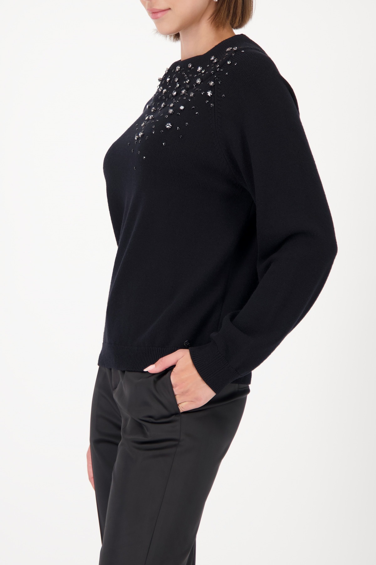 Monari Pull en tricot »Pullover Schmucksteine« Regular fit mit Stehkragen
