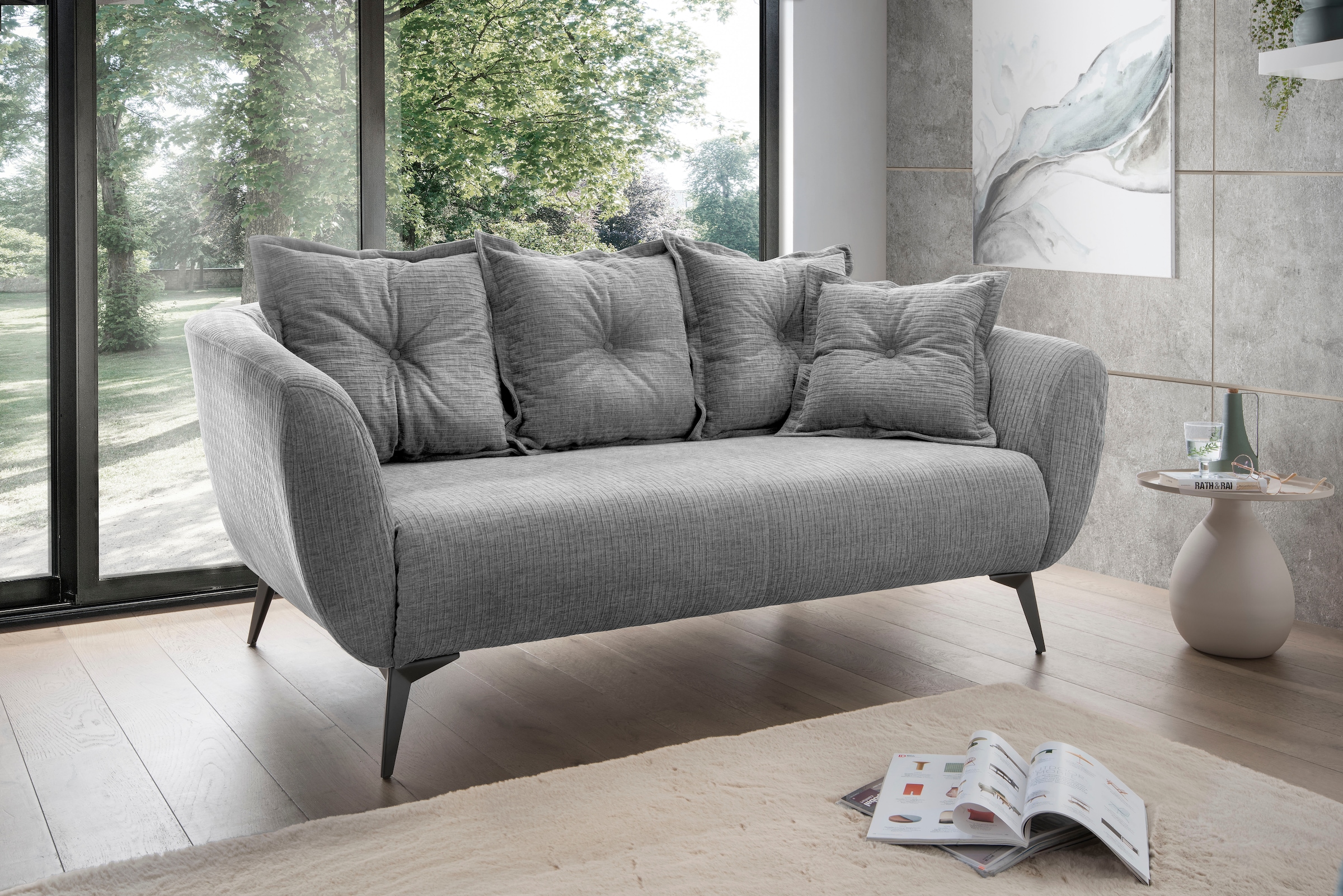 Image of Home affaire 2,5-Sitzer "Baggio, Breite 196 cm zeitlos & elegant, bequem" schwarze Metallfüsse