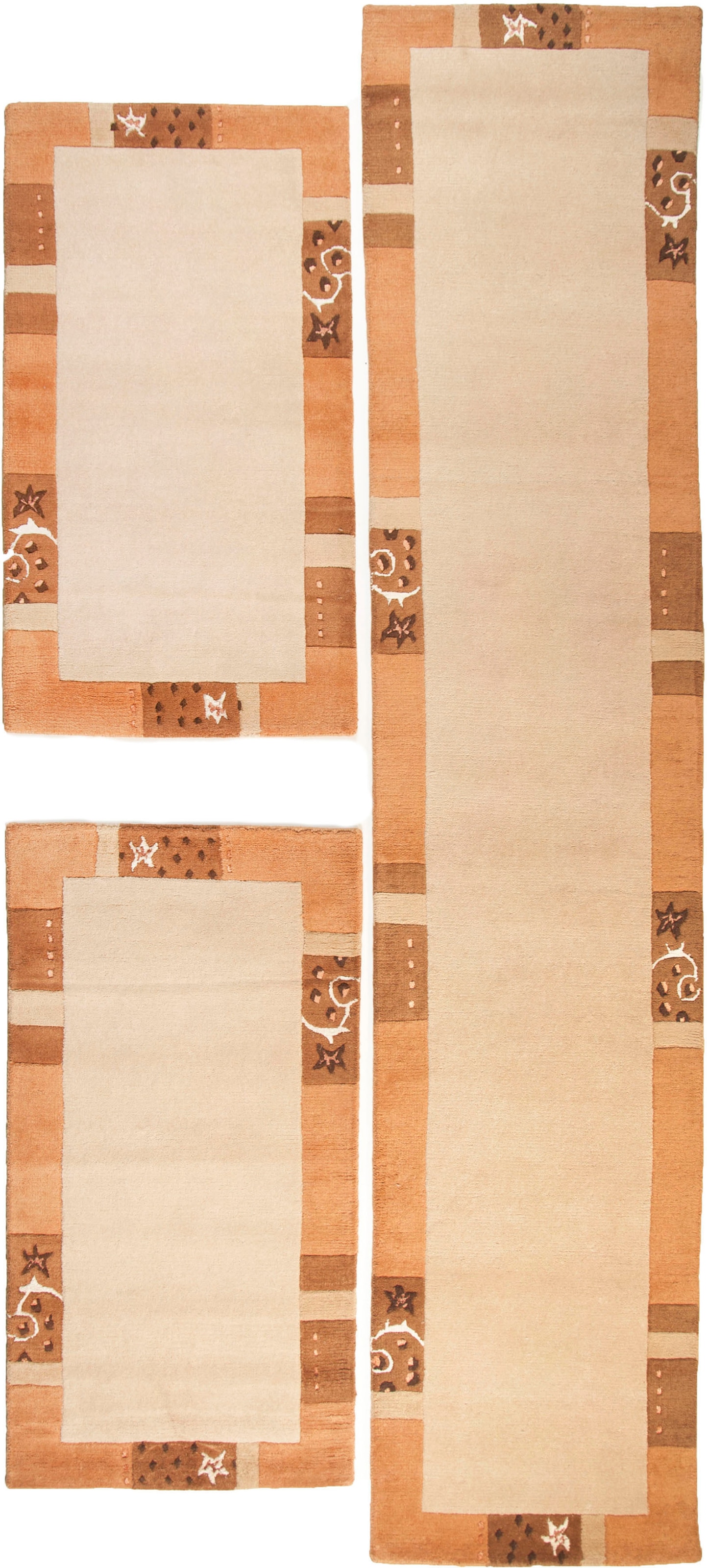 THEKO Bordure de lit »Royal Ganges« Höhe 13 mm 3 cuis tlg. Bettvorleger, 3-teiliges Läufer-Set fürs Schlafzimmer, 100% Wolle