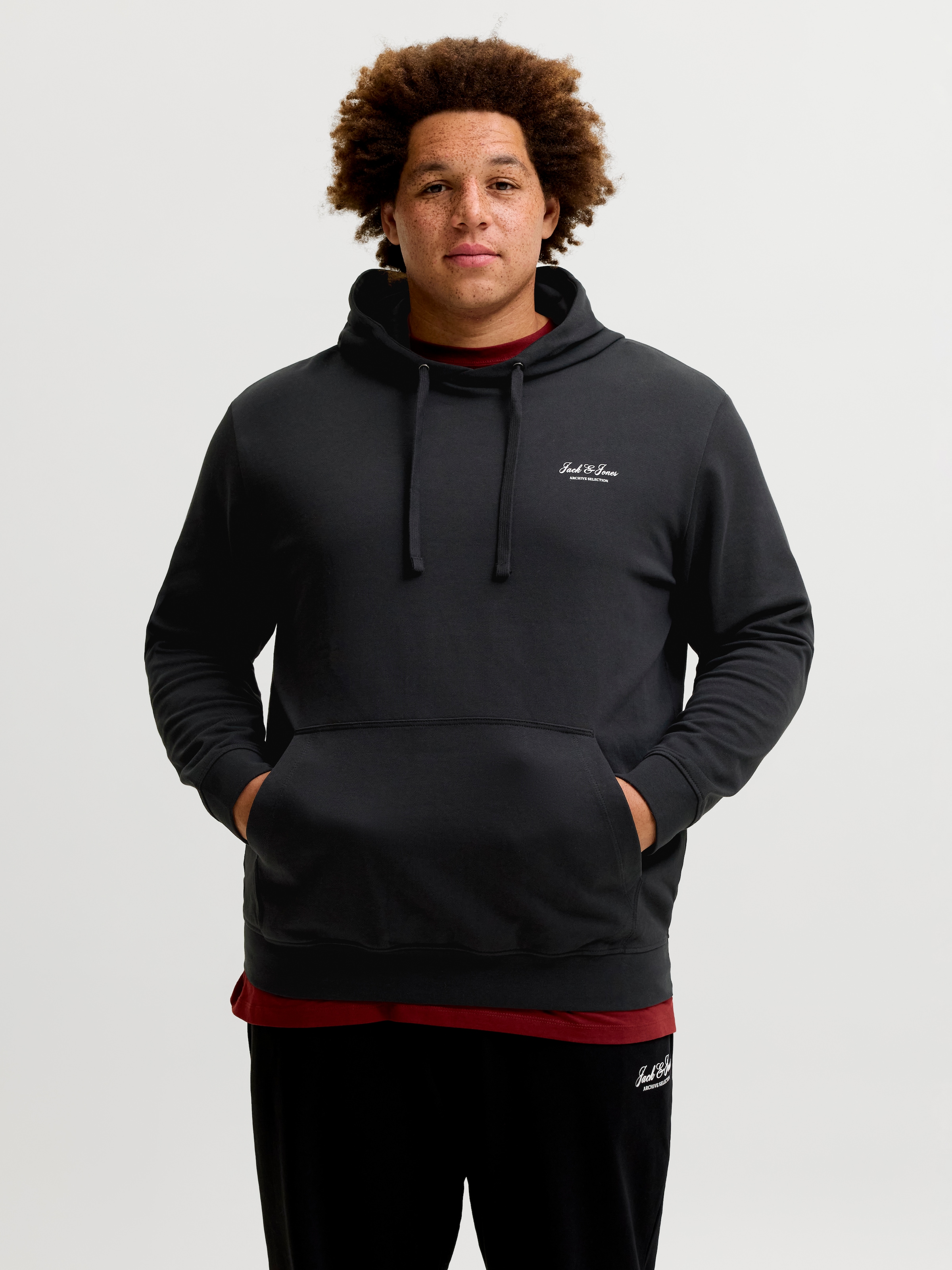 Image of Jack & Jones PlusSize Kapuzensweatshirt "JJEARCHIVE GRAPHIC SWEAT HOOD SN PLS", Baumwollmischung, regular fit