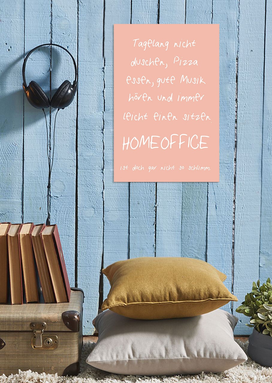 queence Tableau métallique »Homeoffice II« 1 cuis tlg. Stahlschild, Blechschild, Sprüche, Texte, Arbeit