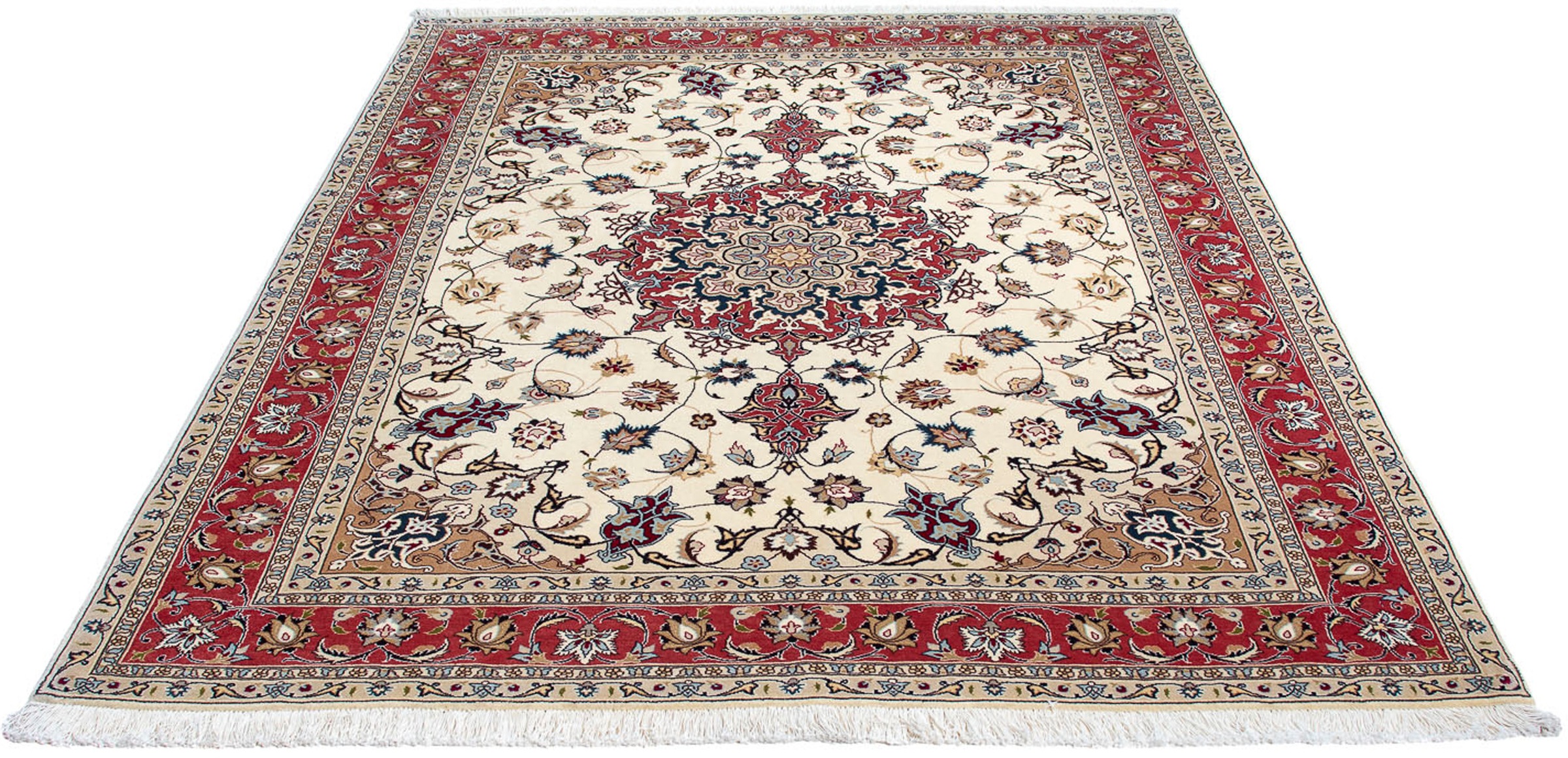 Image of morgenland Orientteppich »Perser - Täbriz - Royal - 198 x 154 cm - beige«, rechteckig, 7 mm Höhe, Wohnzimmer, Handgeknüpft, Einzelstück mit Zertifikat bei Ackermann Versand Schweiz
