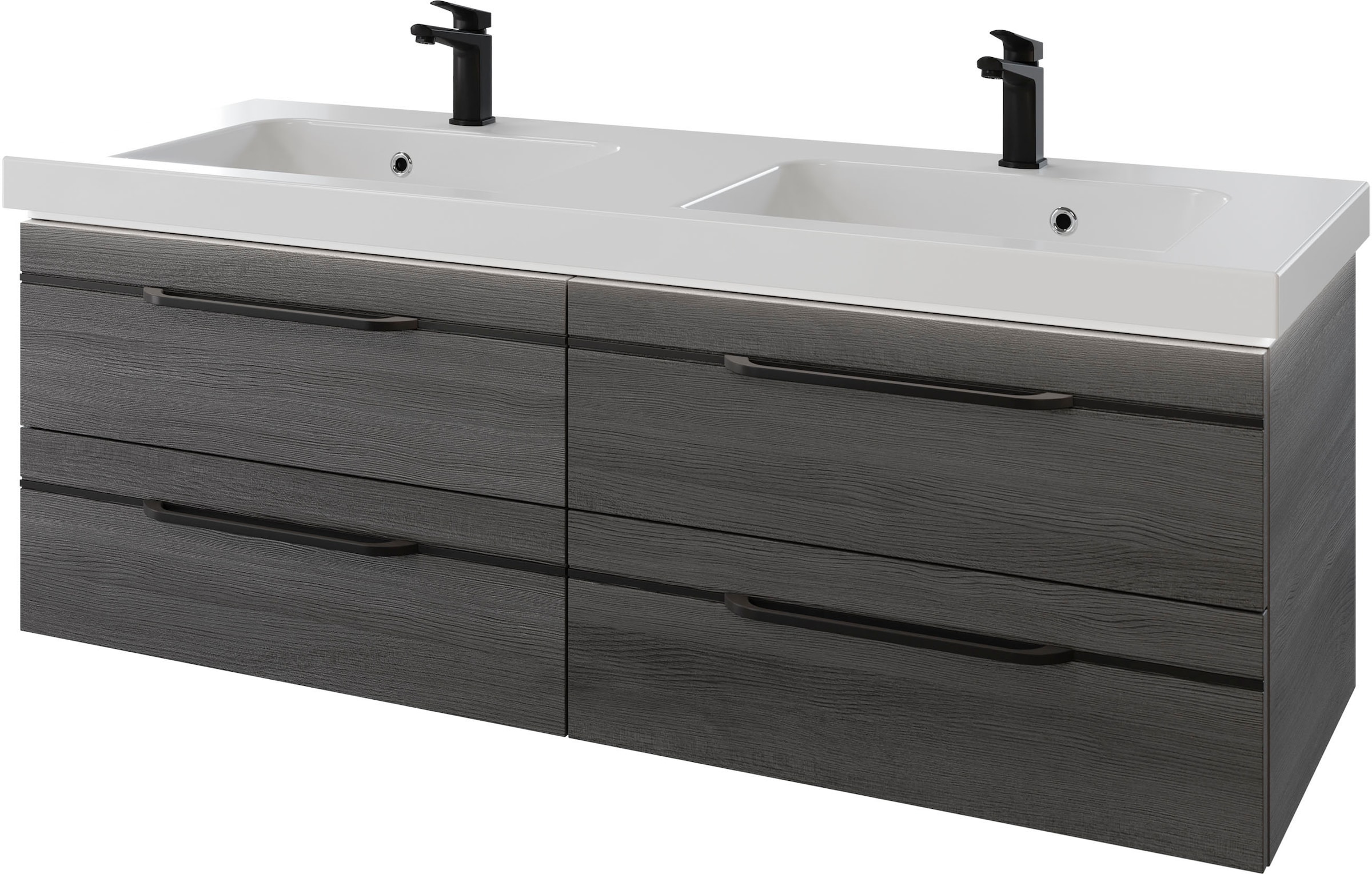 Image of Saphir "Serie Balto Mineralmarmor-Waschtisch mit Unterschrank, 147,8 cm breit" 2 Stk. tlg. Doppel-Waschplatz mit 4 Schubladen, in verschiedene Ausführungen