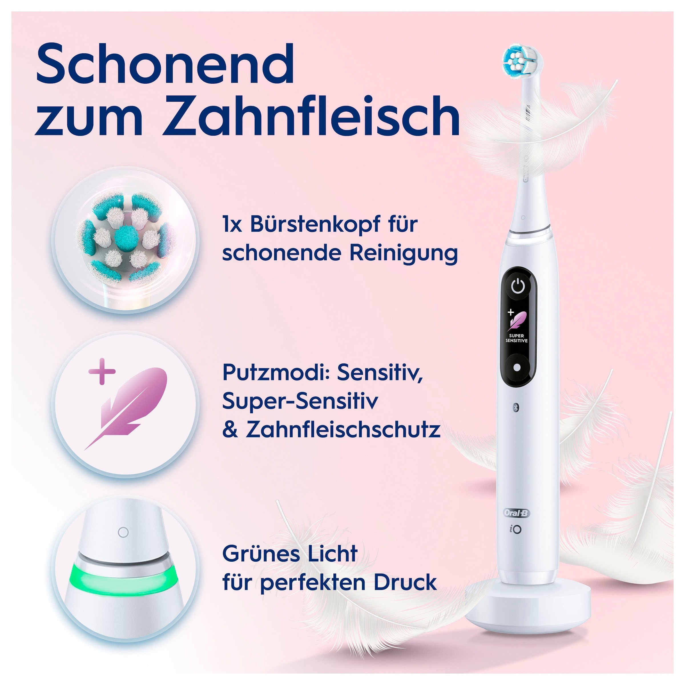 Oral-B Brosse à dents électrique »iO 8« 2 cuis Aufsteckbürsten avec technologie magnétique, 6 modes de nettoyage, écran couleur & étui de voyage