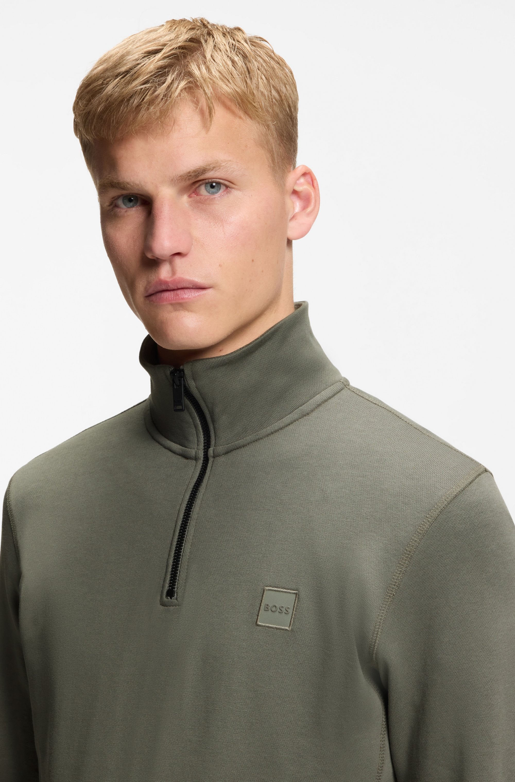 BOSS ORANGE Sweatshirt »Zetrust«, 1 tlg. Troyerkragen mit Reissverschluss, Regular Fit, BOSS-Label
