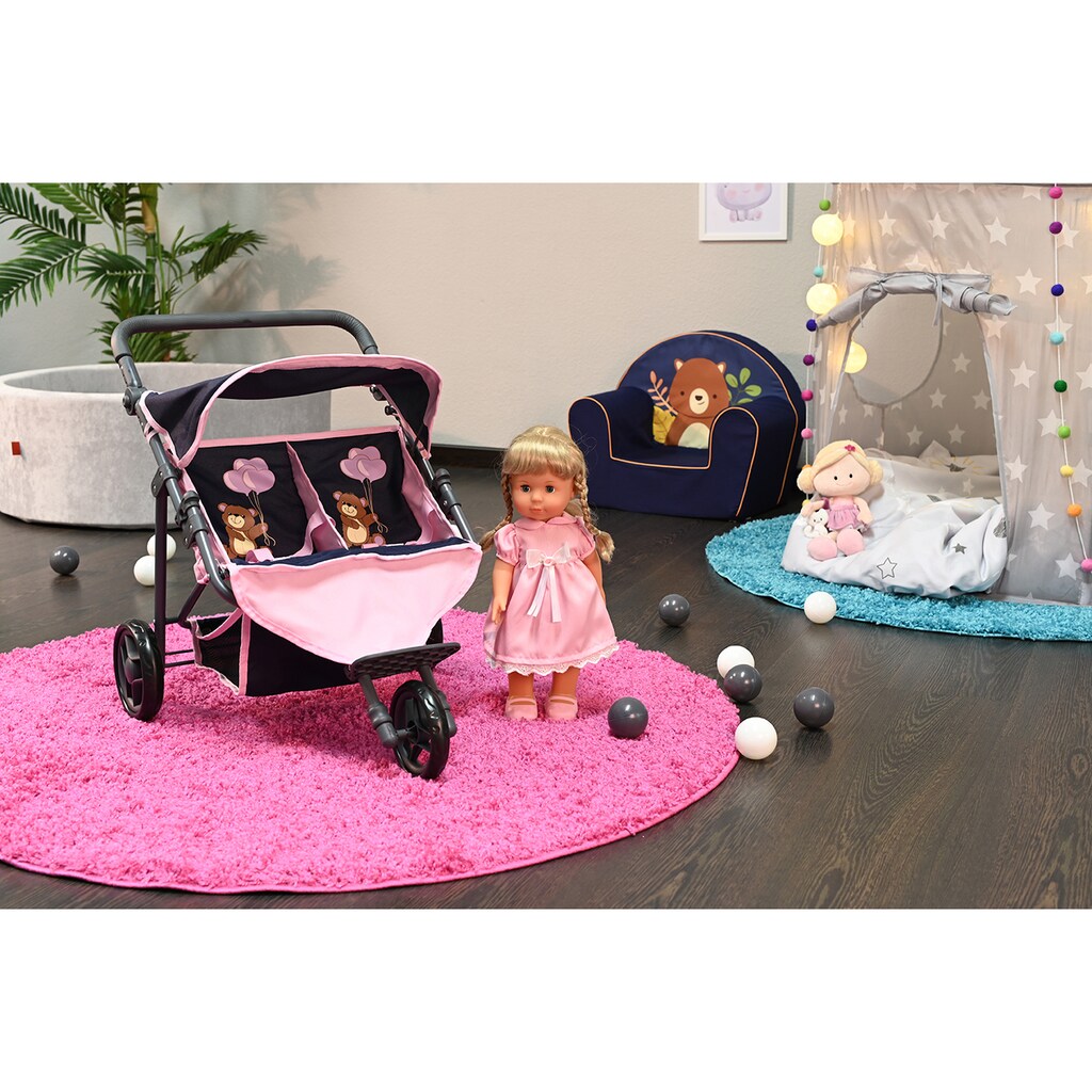 Knorrtoys® Puppen-Zwillingsbuggy »Duo - Navy Pink Bear«
