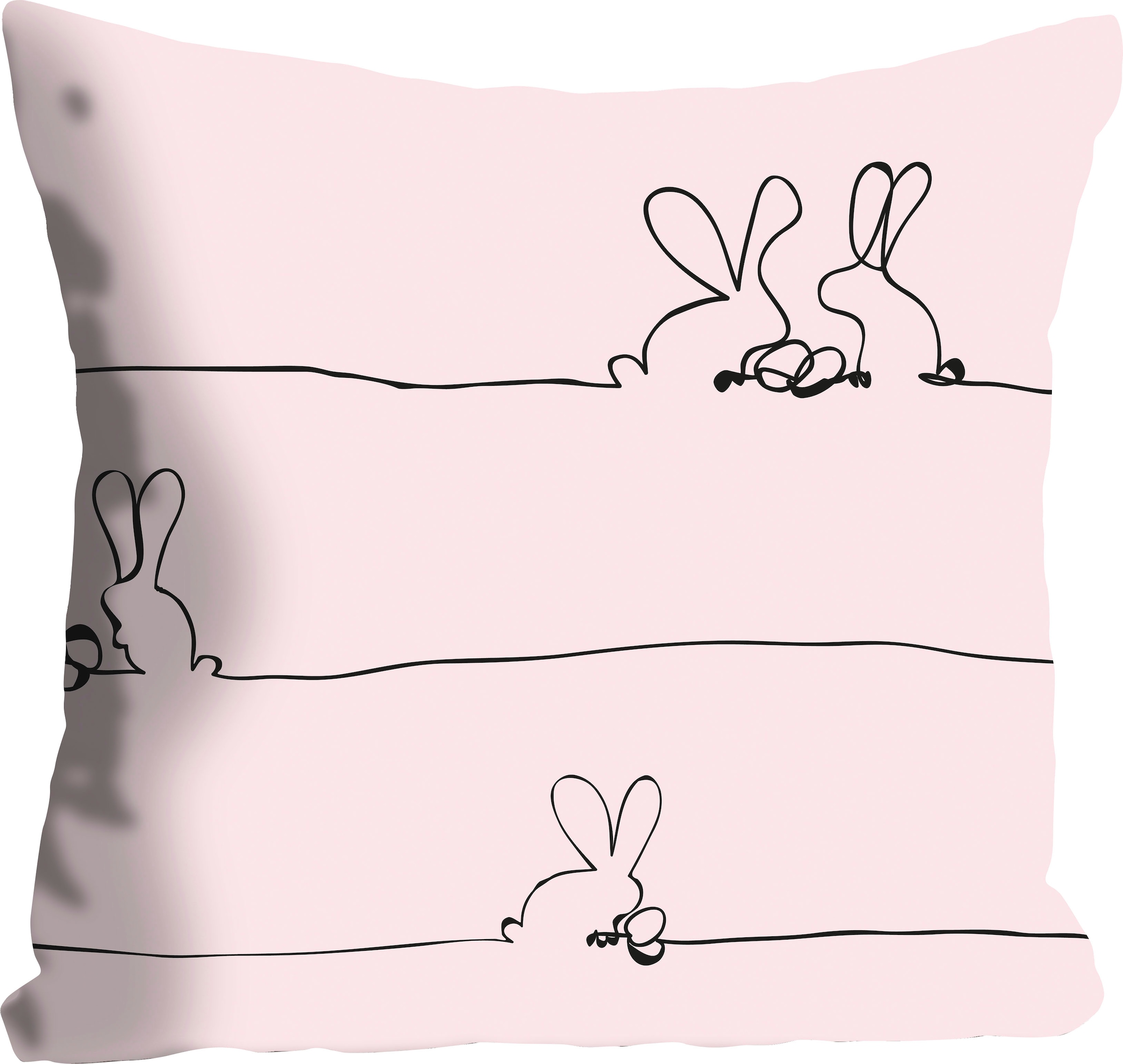 ♕ queence Dekokissen »Bunny Family rosa«, mit einem österlichem Hasenpaar, Kissenhülle  ohne Füllung, 1 Stück versandkostenfrei auf
