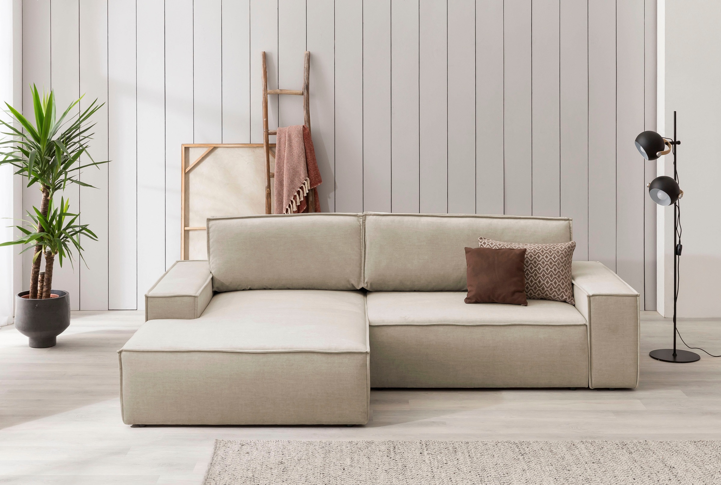 Image of GOODproduct Ecksofa "SHERWOOD Samtvelours L-Form, 267 cm - OTTO. Verlässliche Qualität." Schlaffunktion mit Bettkasten (210x136 cm), Cord, Vintage, Samtvelours