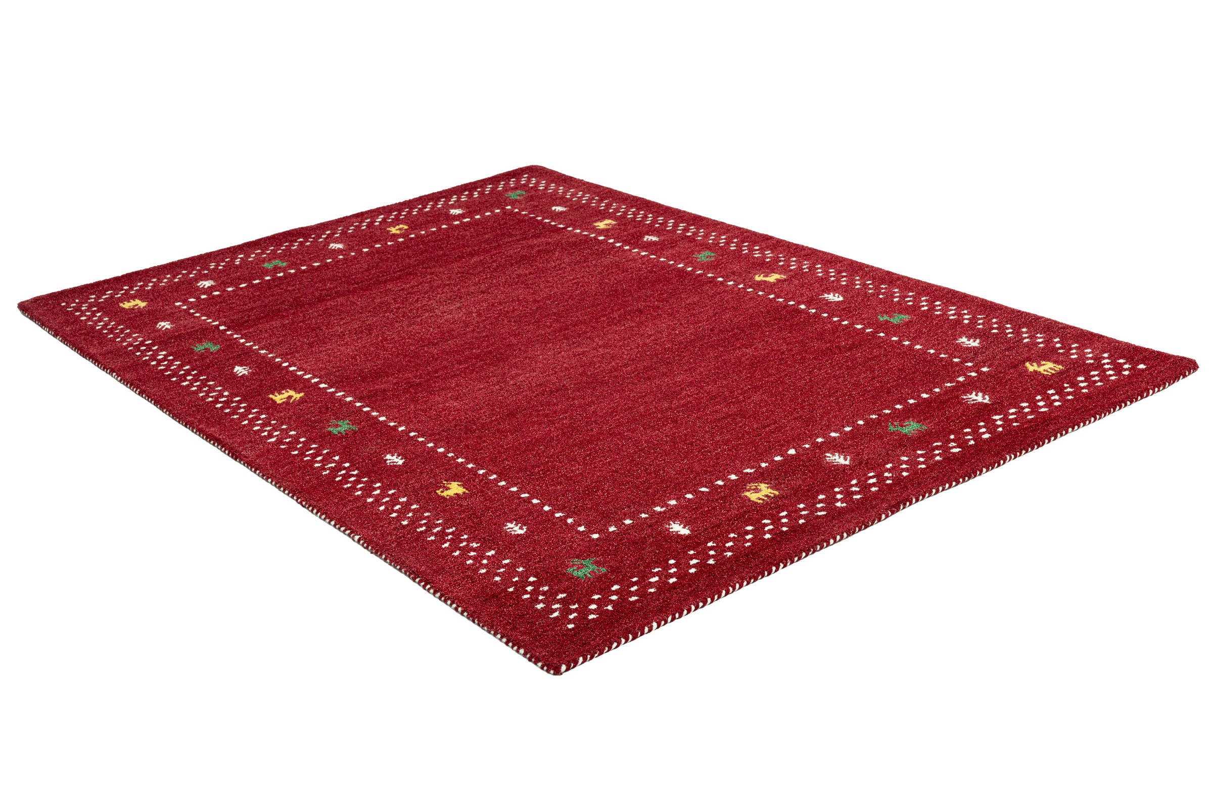 THEKO Tapis en laine »Gabbeh Bordüre, Handgefertigt, Teppich, Tiermotiv, reine Wolle« Rectangulaire 14 mm Höhe salon, chambre, salle à manger