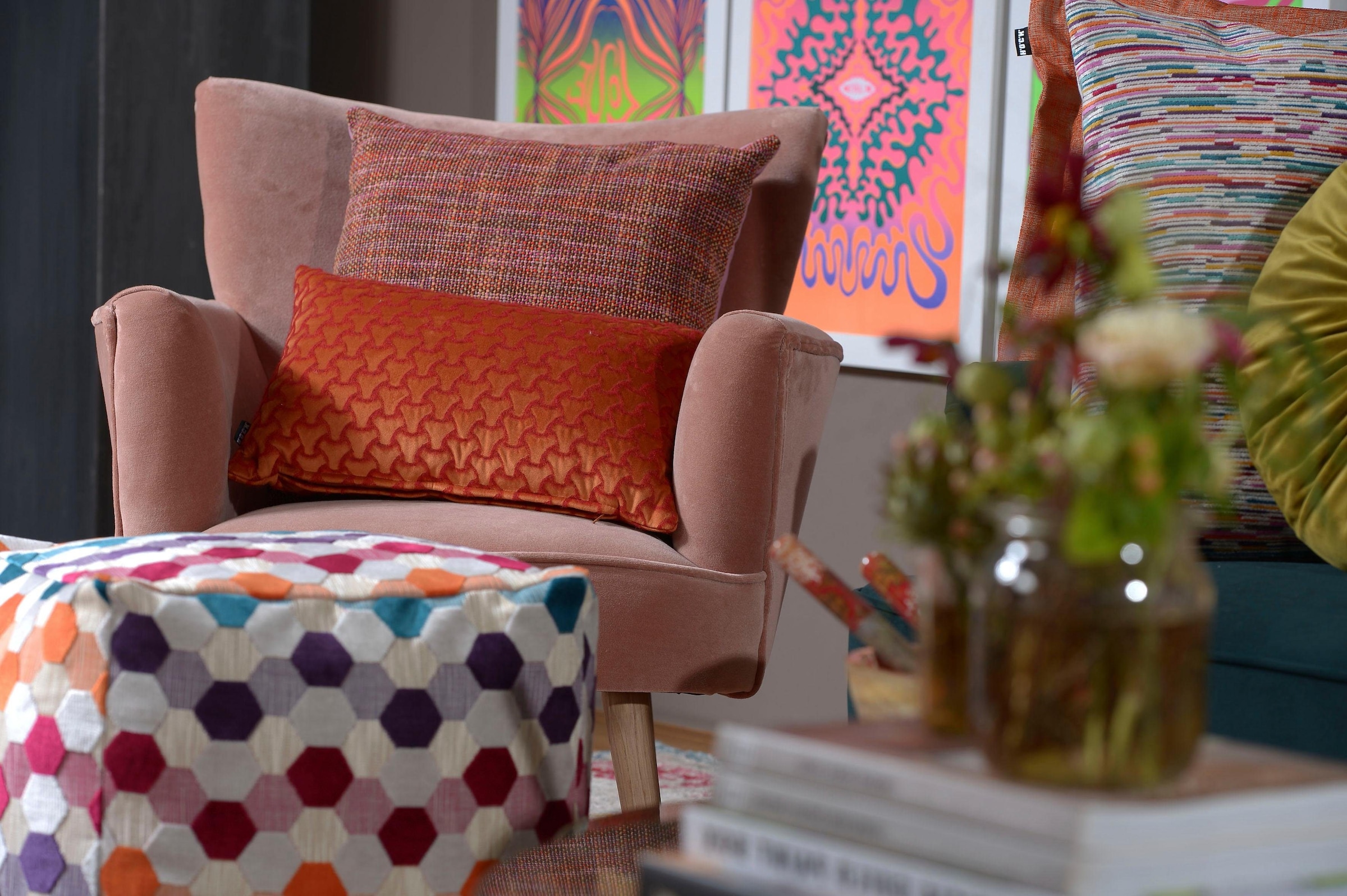 H.O.C.K. Coussin décoratif »Refosco« mit feinem Karomuster, Kissenhülle mit Füllung, 1 Stück