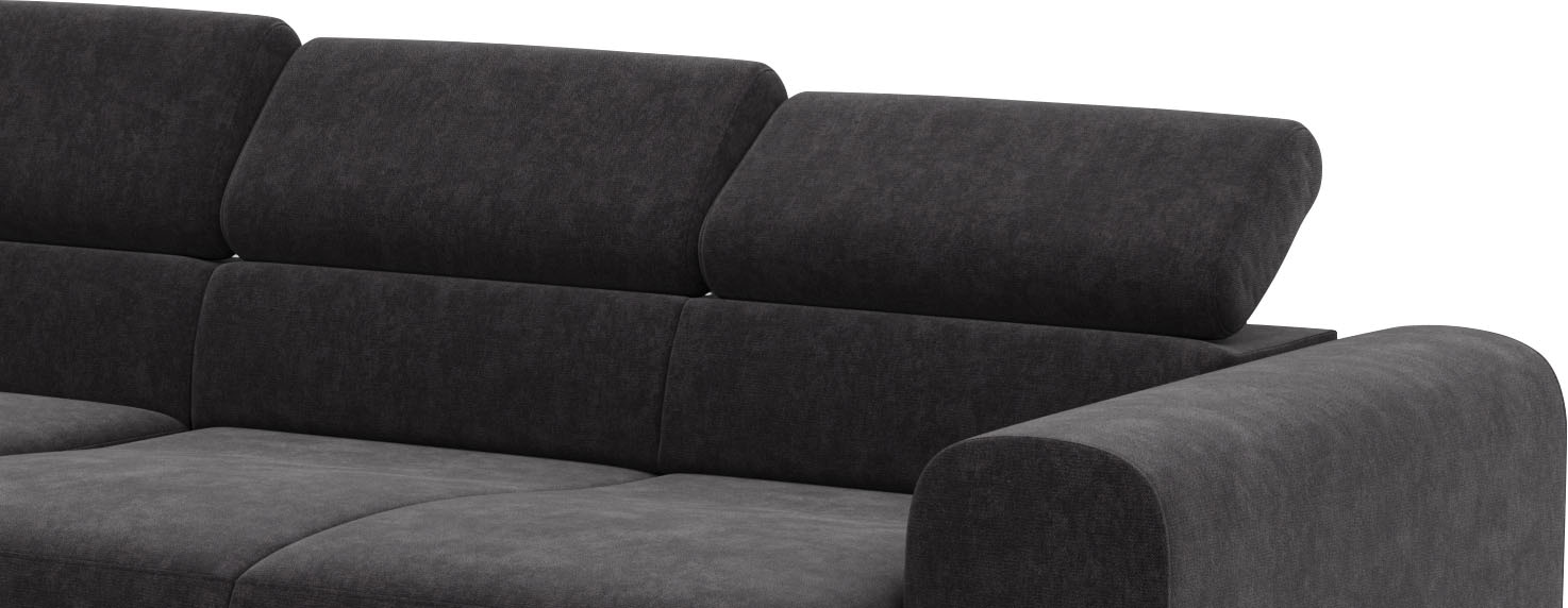 Places of Style Ecksofa »Carlo L-Form«, mit Kopfteilverstellung & Holz-Rahmenoptik, wahlweise Relaxfunktion