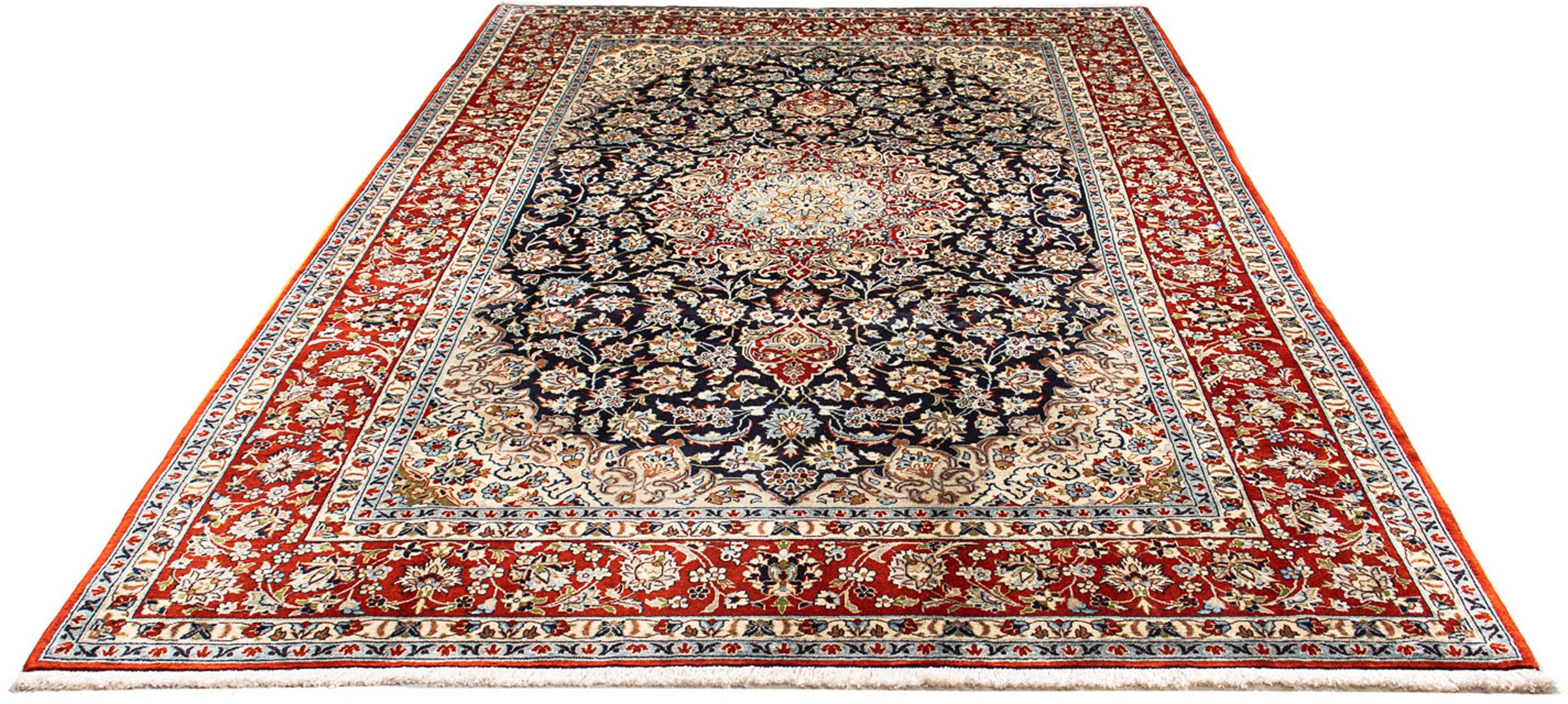Image of morgenland Orientteppich »Perser - Keshan - 293 x 208 cm - dunkelblau«, rechteckig, 10 mm Höhe, Wohnzimmer, Handgeknüpft, Einzelstück mit Zertifikat bei Ackermann Versand Schweiz