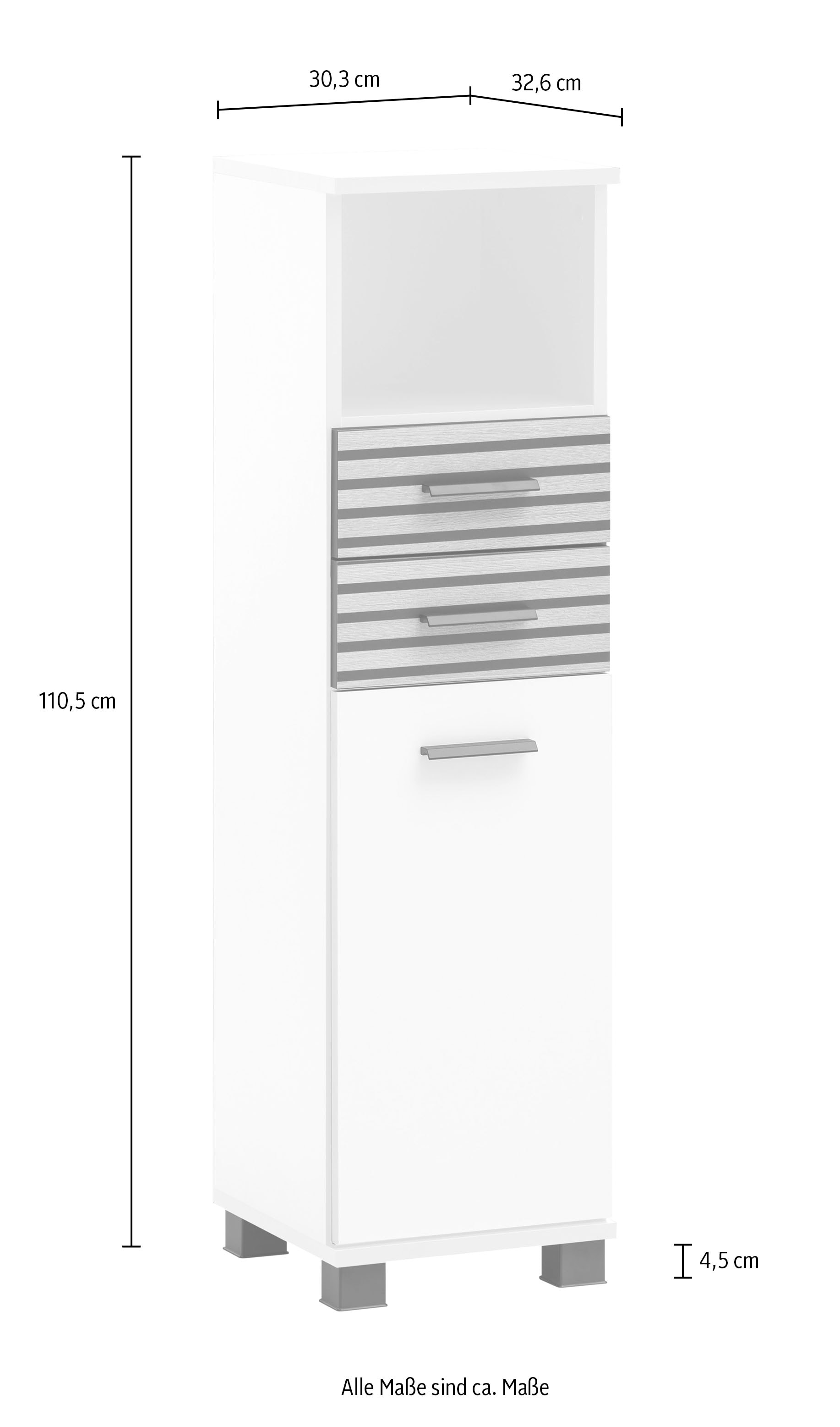 welltime Armoire intermédiaire »Katta, Breite 30 cm« Wechselbarer Türanschlag, Schubladen mit Akustikprint