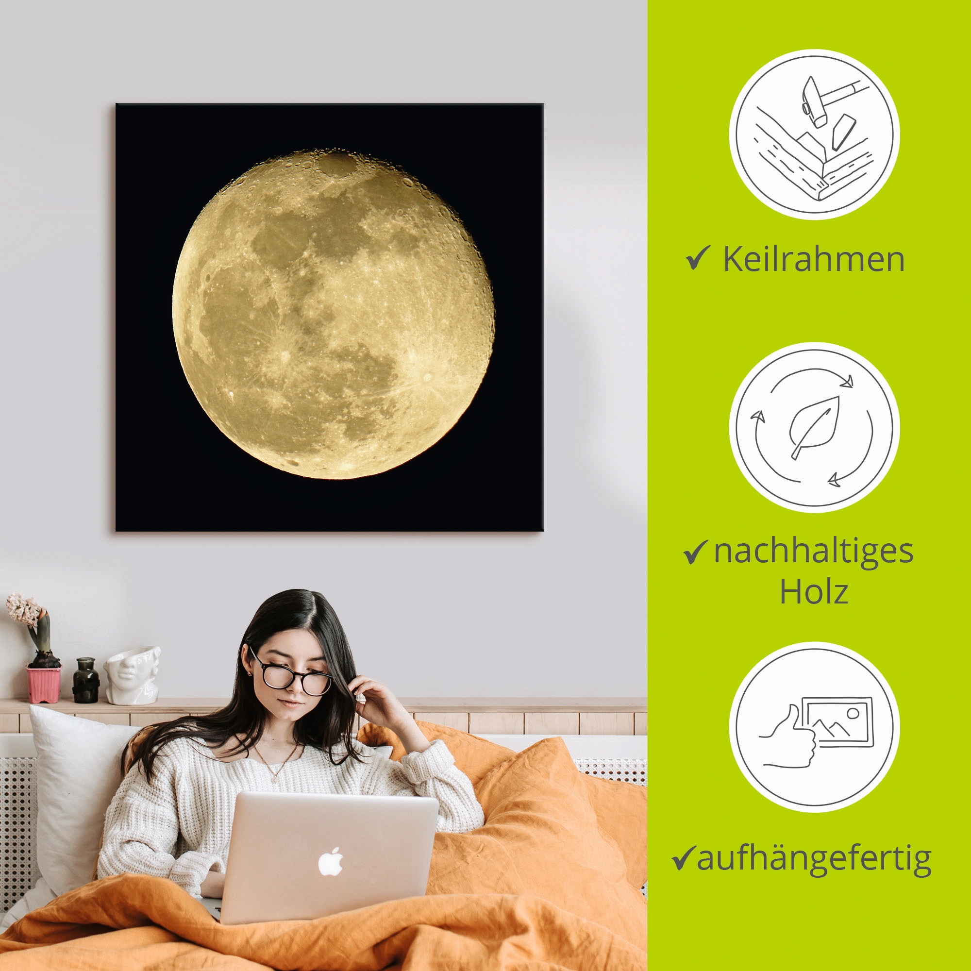 Artland Wandbild »Mond«, Weltraum, (1 St.), als Leinwandbild, Poster, Wandaufkleber in verschied. Grössen